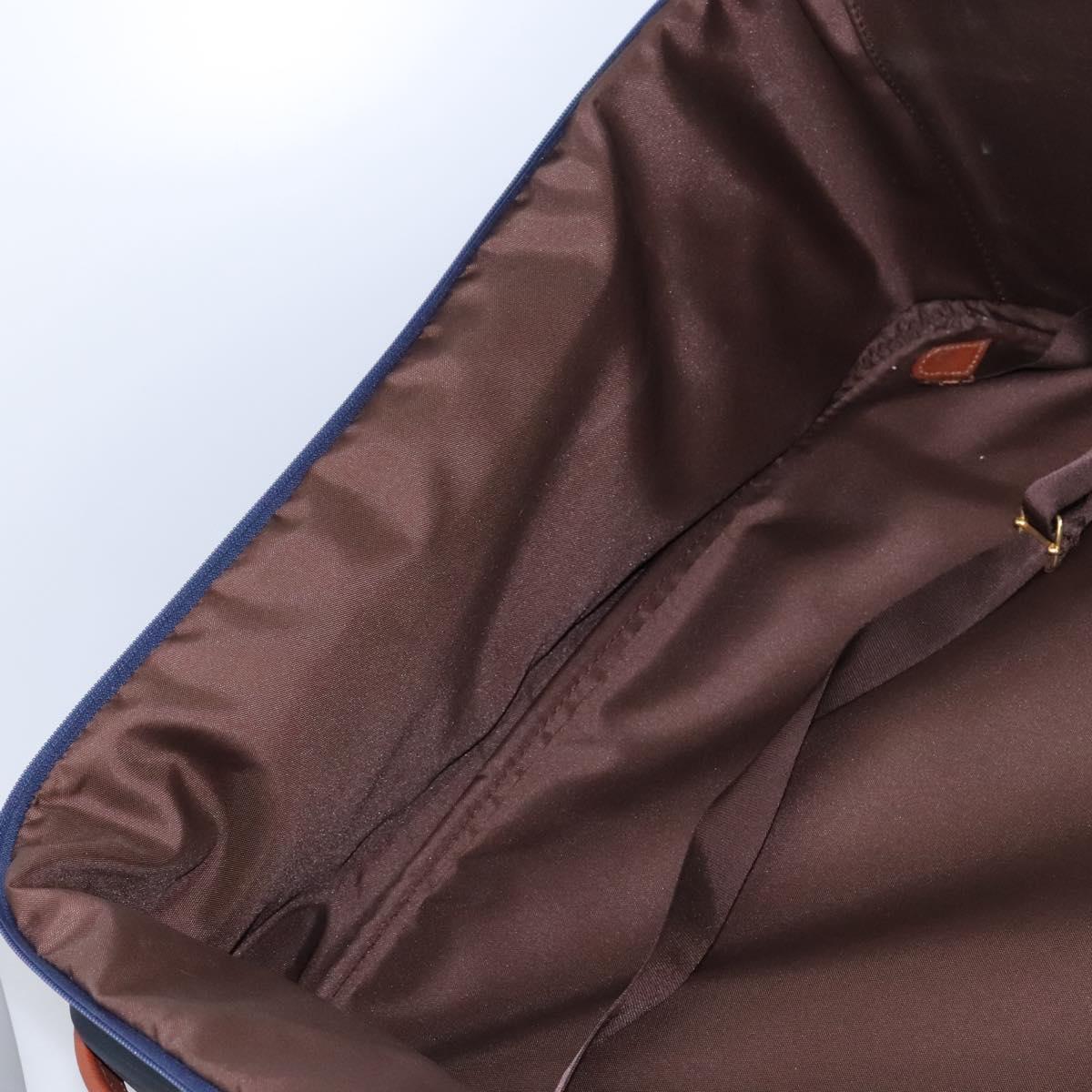 Burberrys Travel Case Boston Bag PVC Navy Brown Auth ti2922