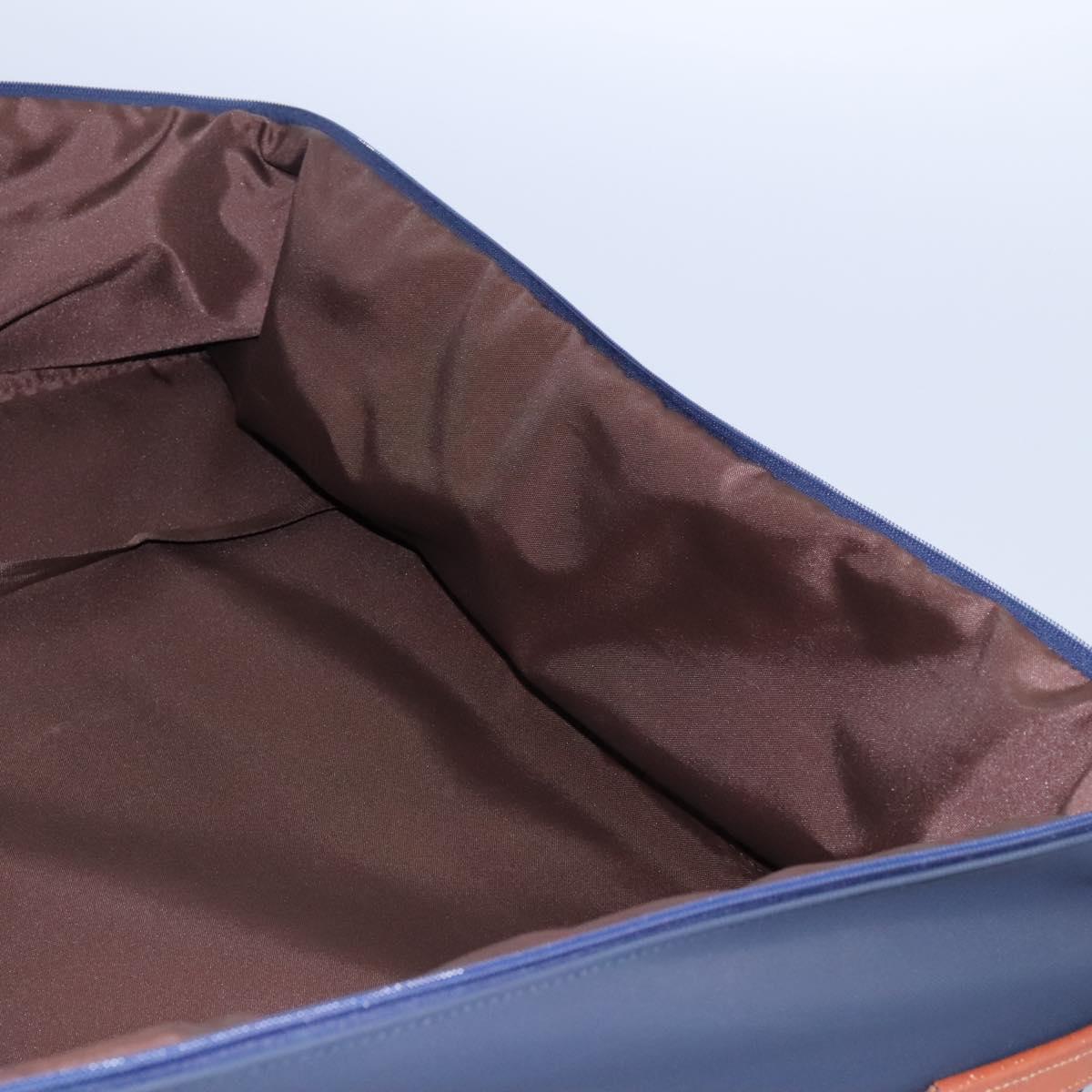 Burberrys Travel Case Boston Bag PVC Navy Brown Auth ti2922