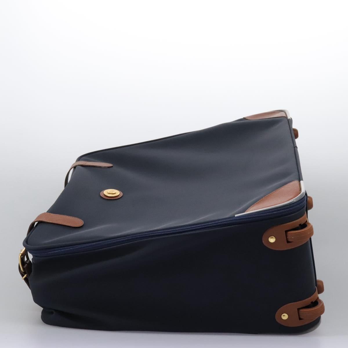Burberrys Travel Case Boston Bag PVC Navy Brown Auth ti2922