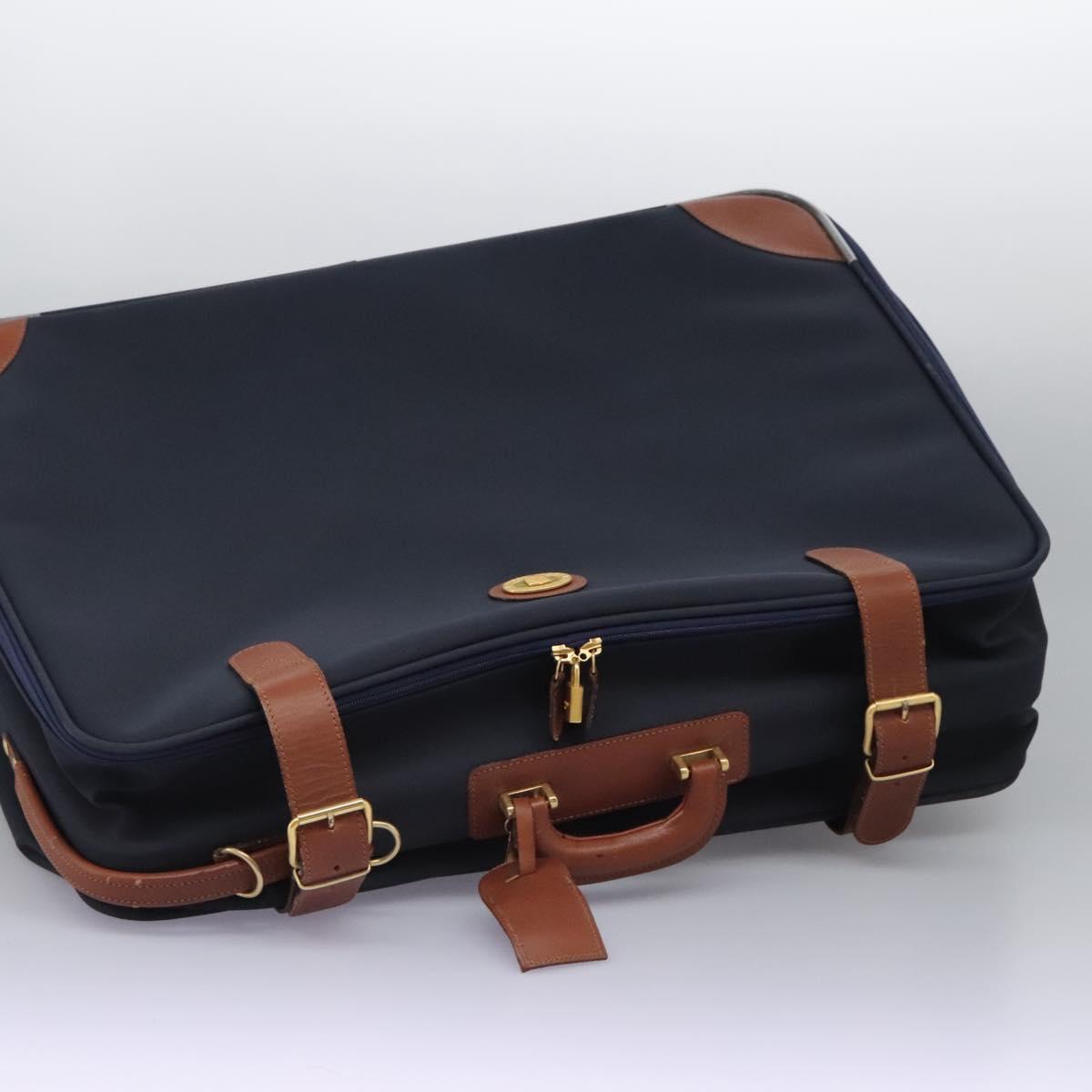 Burberrys Travel Case Boston Bag PVC Navy Brown Auth ti2922
