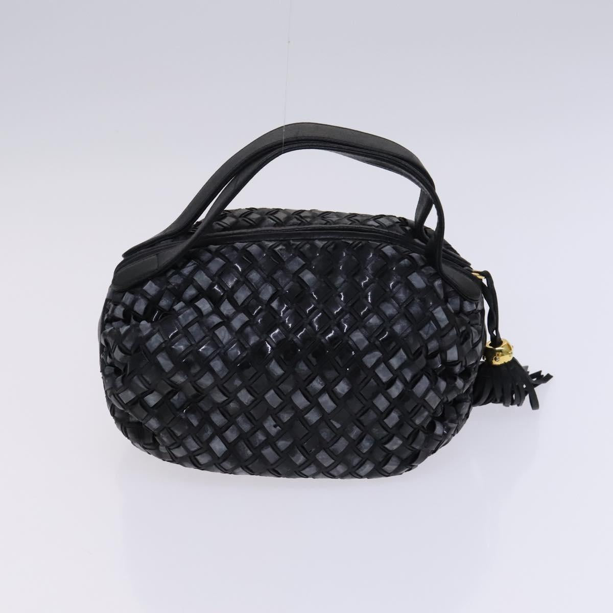 BALLY Hand Bag Leather 4Set Black Yellow Auth ti2926
