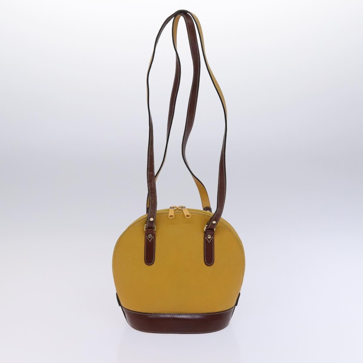 BALLY Hand Bag Leather 4Set Black Yellow Auth ti2926