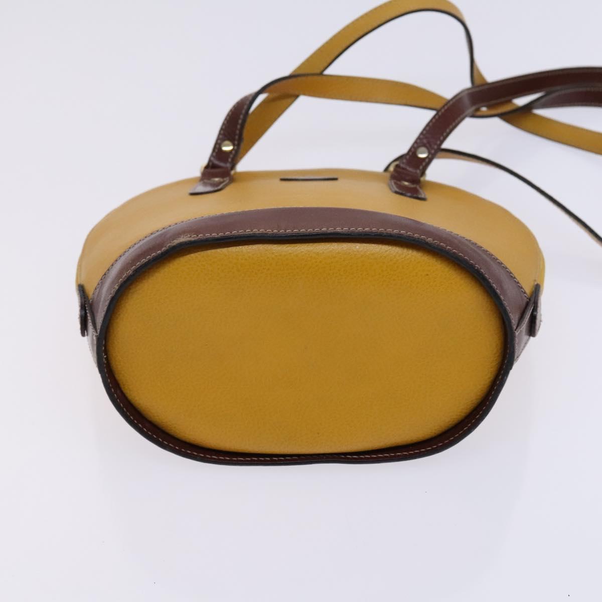 BALLY Hand Bag Leather 4Set Black Yellow Auth ti2926