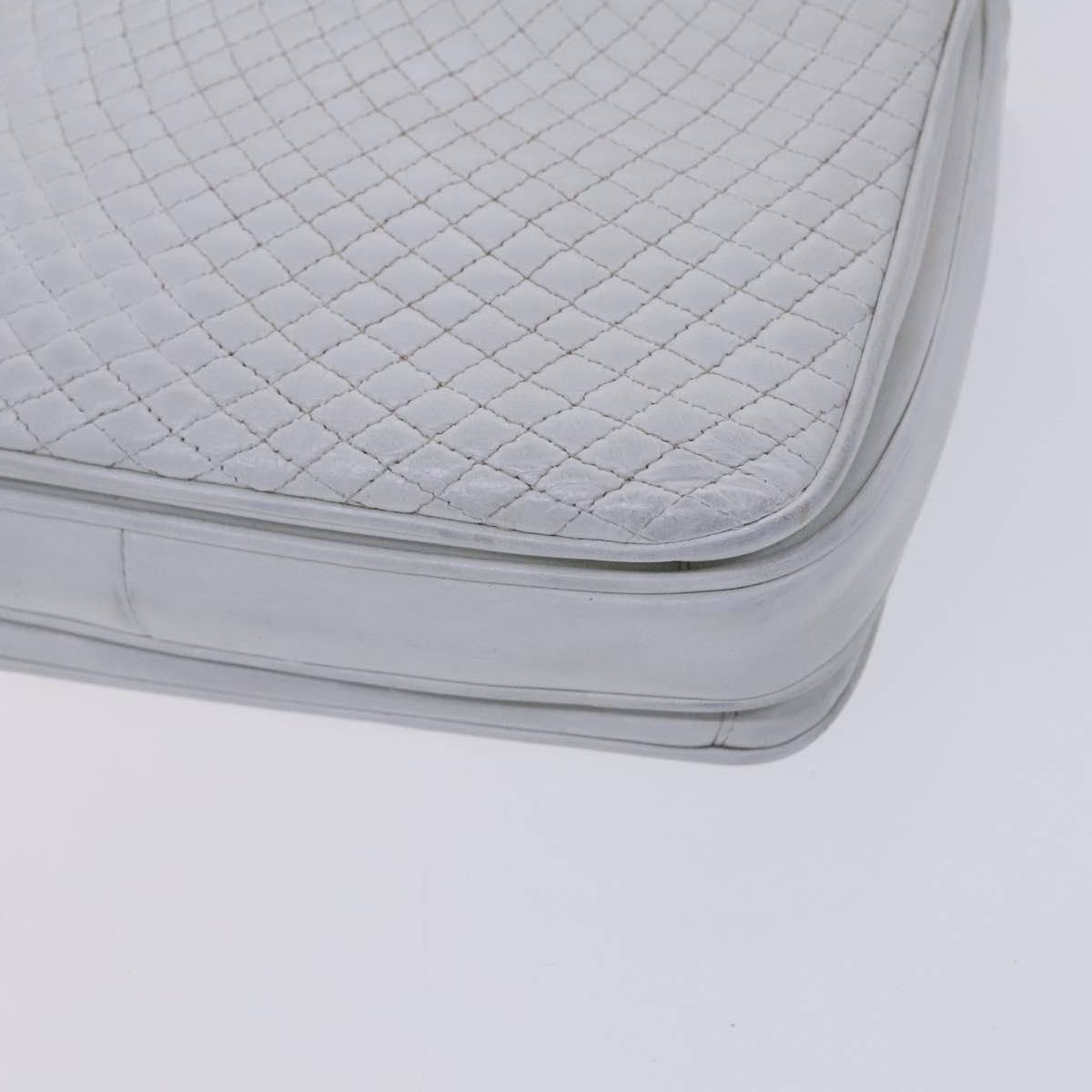 BALLY Chain Shoulder Bag Leather White Gold Auth ti2933