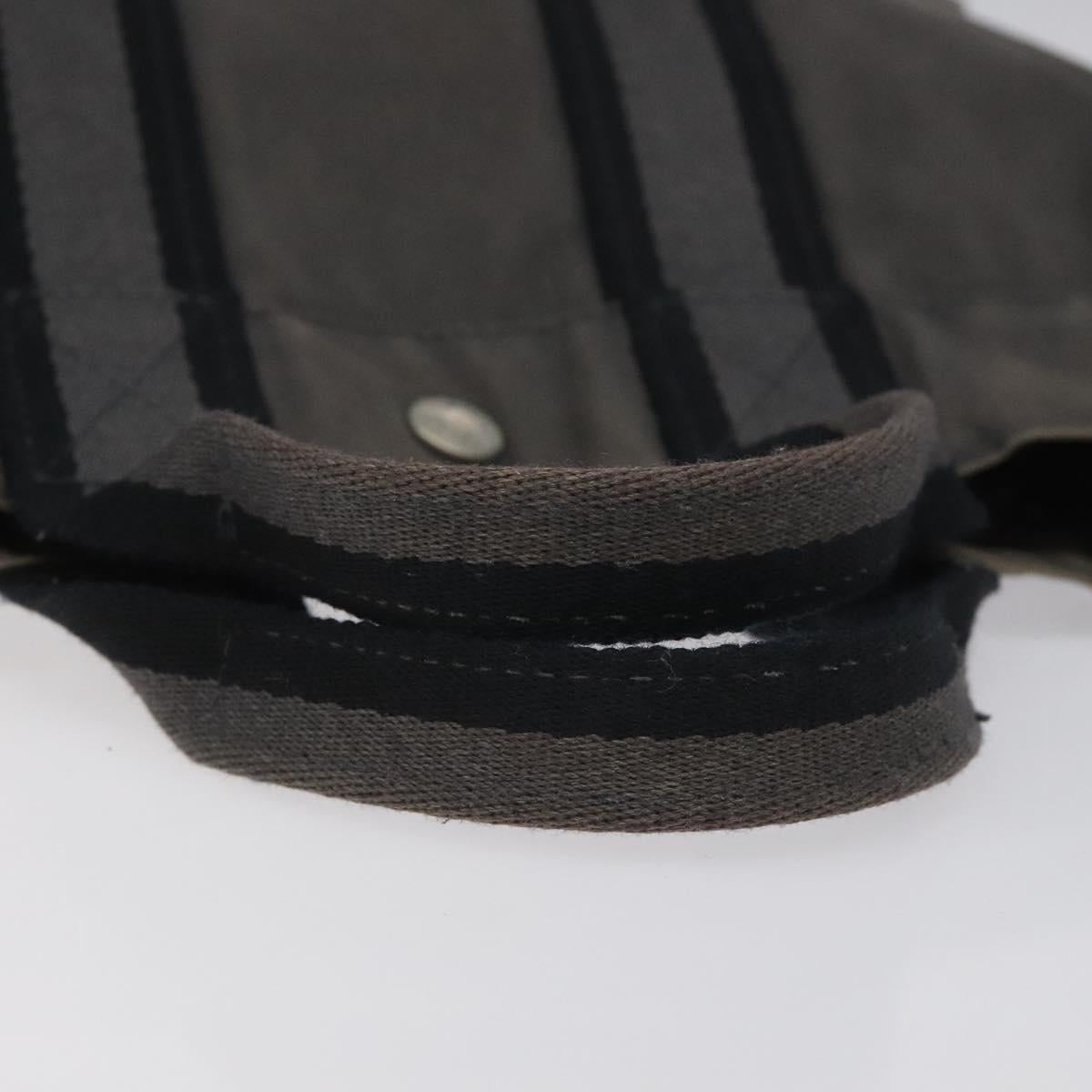 HERMES Fourre Tout PM Hand Bag Canvas Black Gray Silver Auth ti2941