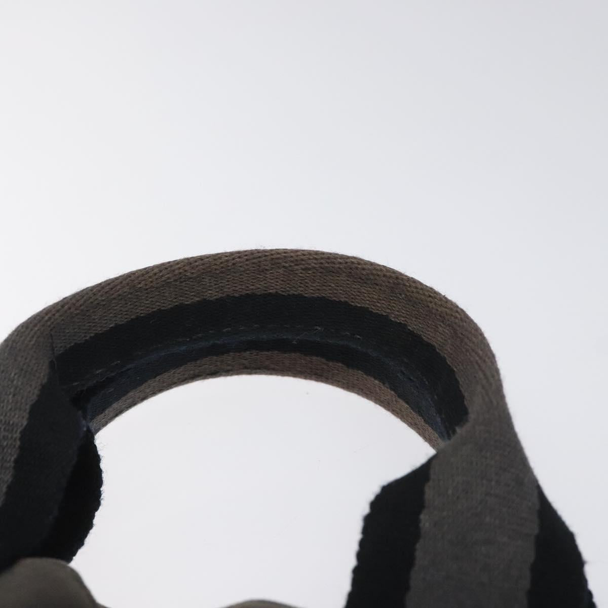 HERMES Fourre Tout PM Hand Bag Canvas Black Gray Silver Auth ti2941