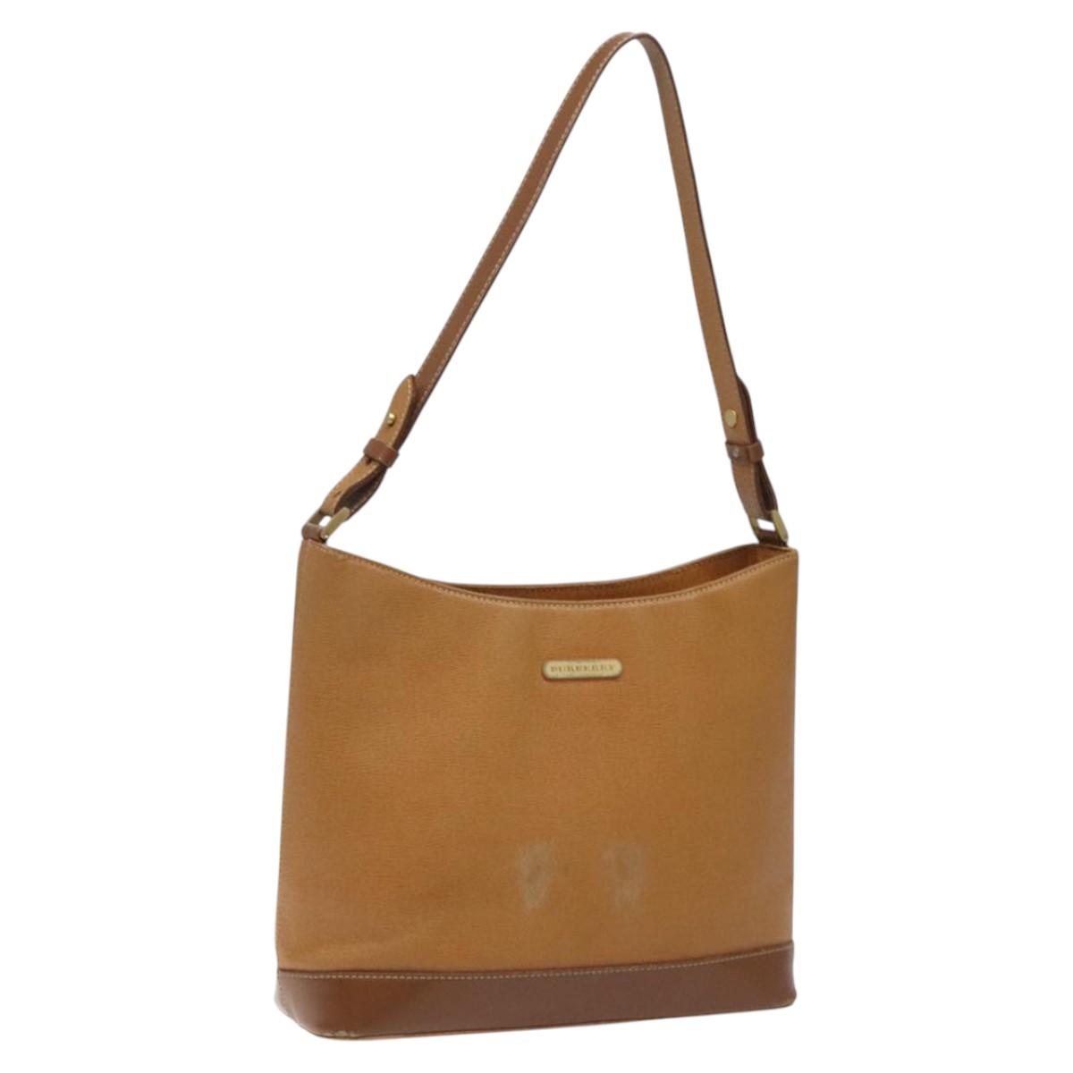 BURBERRY Shoulder Bag Leather Brown Gold Auth ti2942
