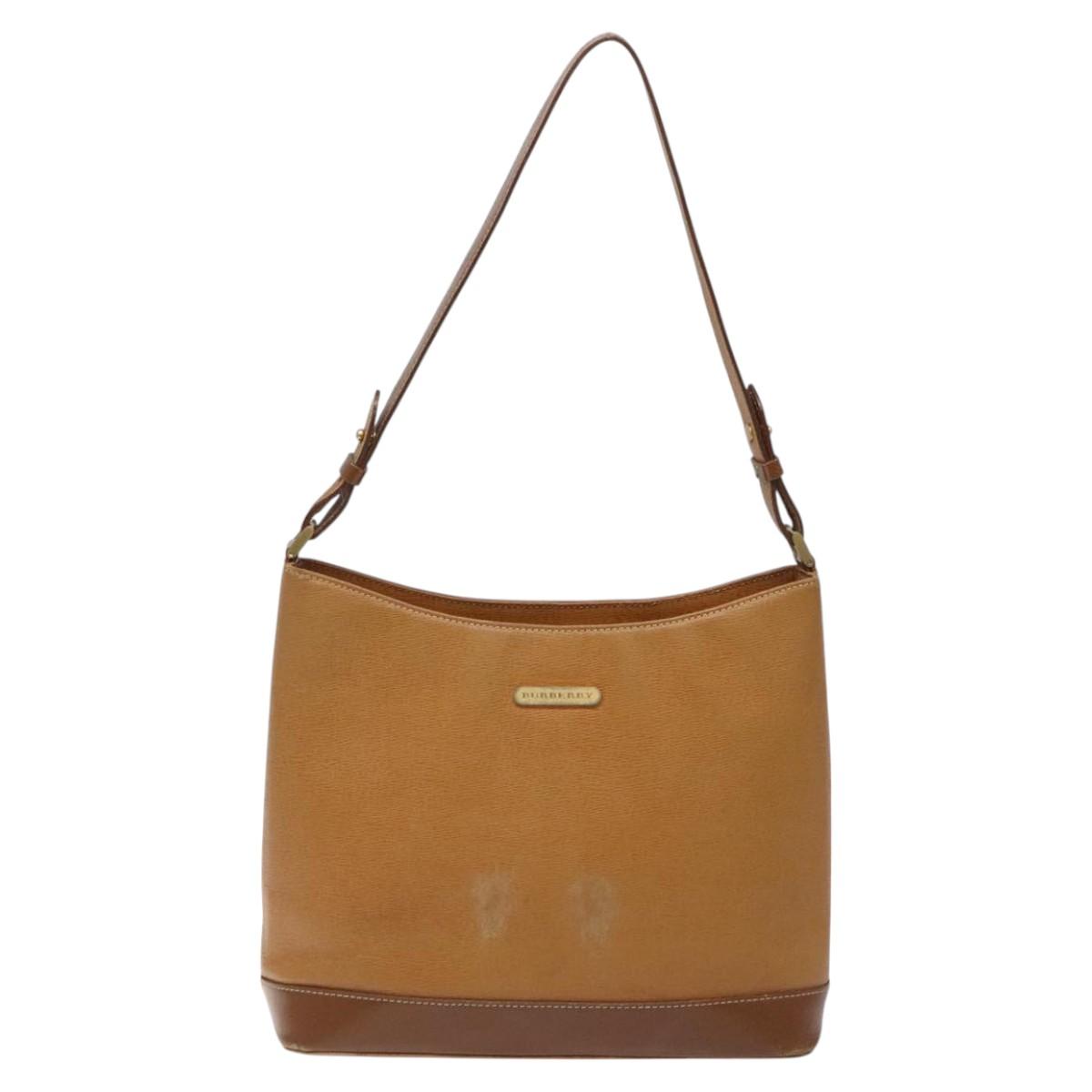 BURBERRY Shoulder Bag Leather Brown Gold Auth ti2942