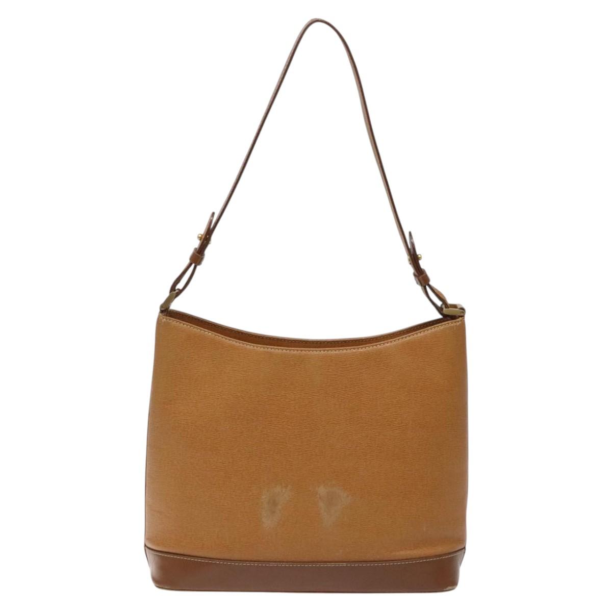BURBERRY Shoulder Bag Leather Brown Gold Auth ti2942