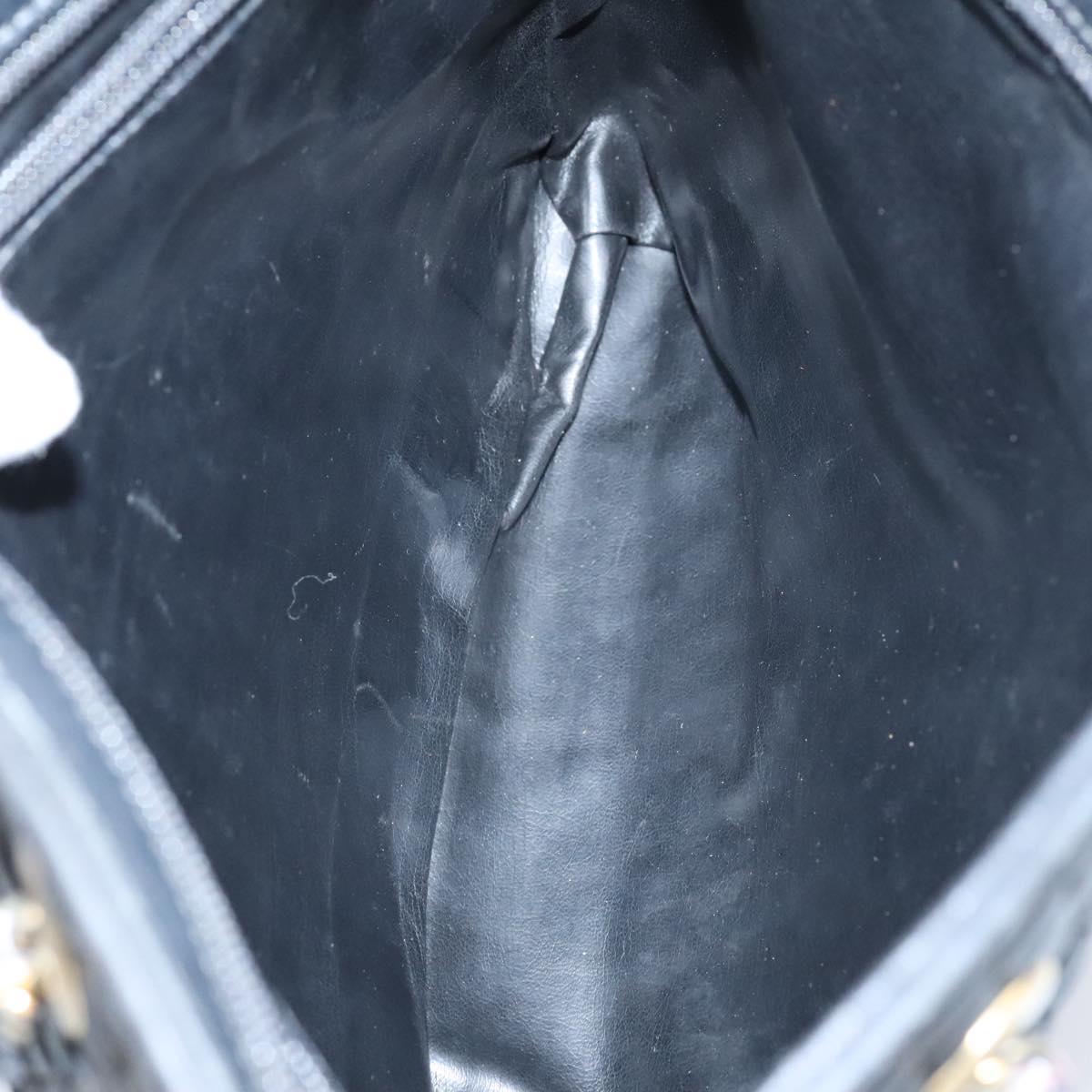 BALLY Chain Shoulder Bag Leather Black Gold Auth ti2944