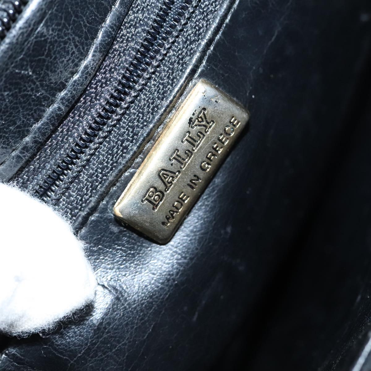 BALLY Chain Shoulder Bag Leather Black Gold Auth ti2944