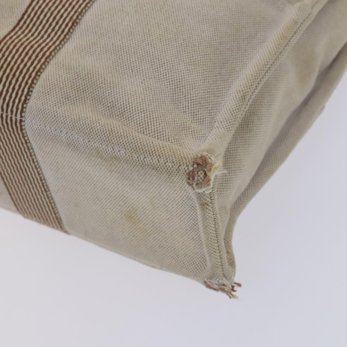 HERMES New Fourre Tout MM Hand Bag Canvas Beige Silver Auth ti2953