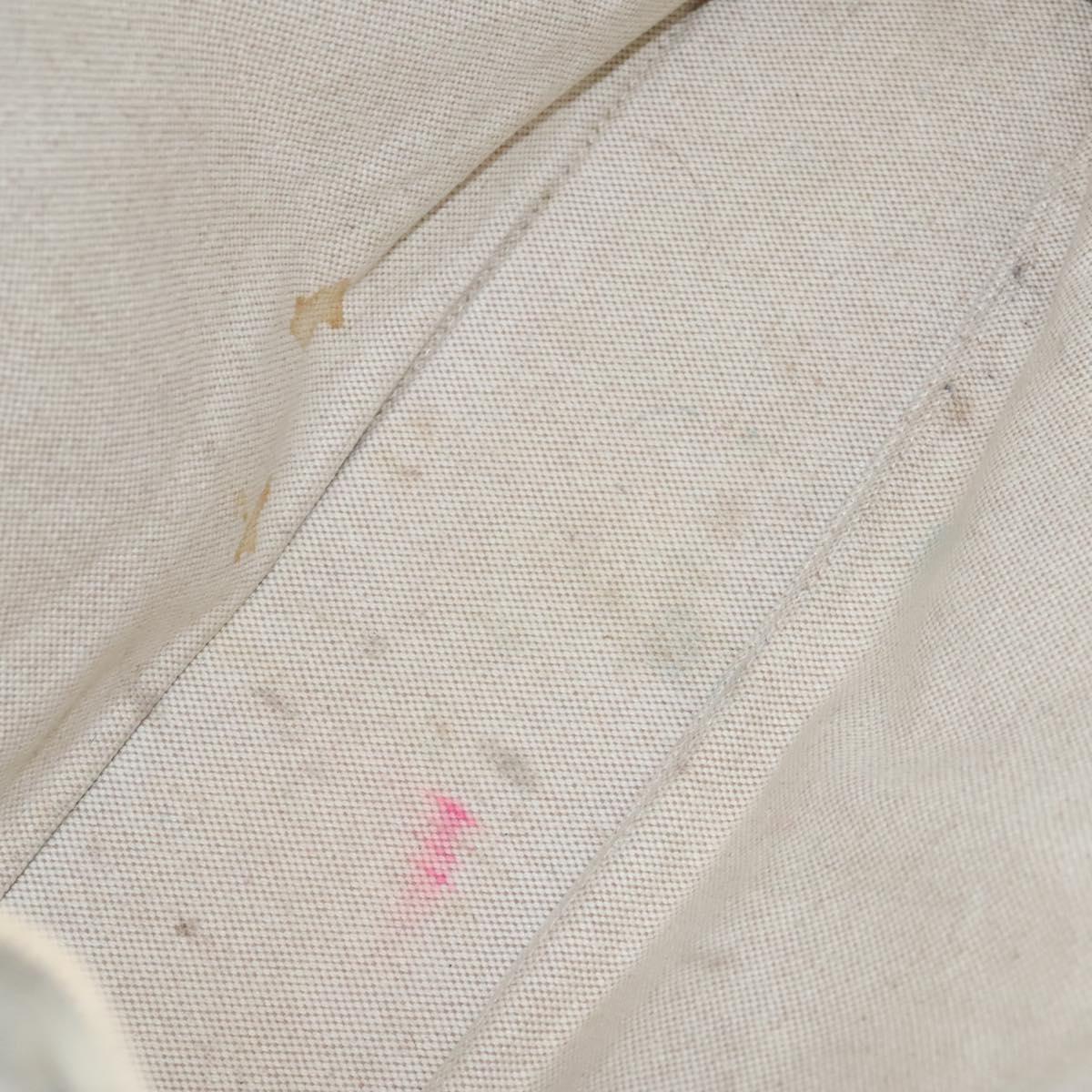 HERMES New Fourre Tout MM Hand Bag Canvas Beige Silver Auth ti2953