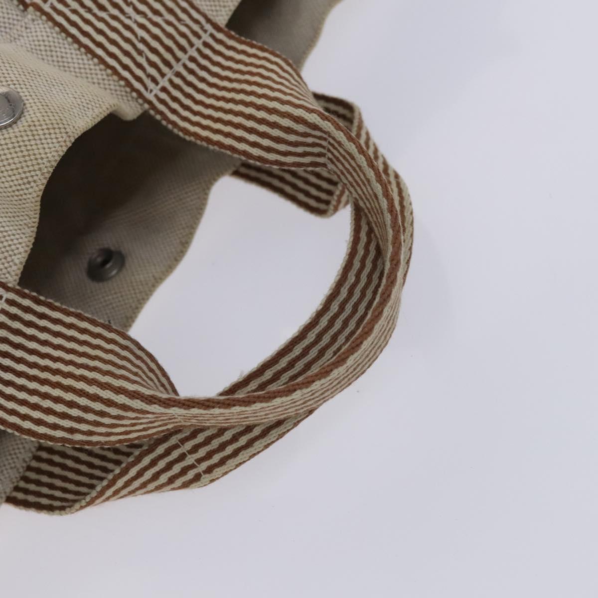 HERMES New Fourre Tout MM Hand Bag Canvas Beige Silver Auth ti2953