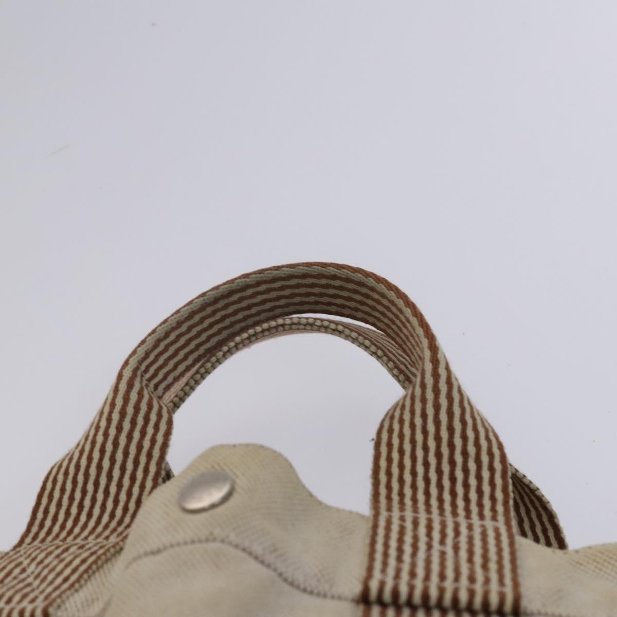 HERMES New Fourre Tout MM Hand Bag Canvas Beige Silver Auth ti2953