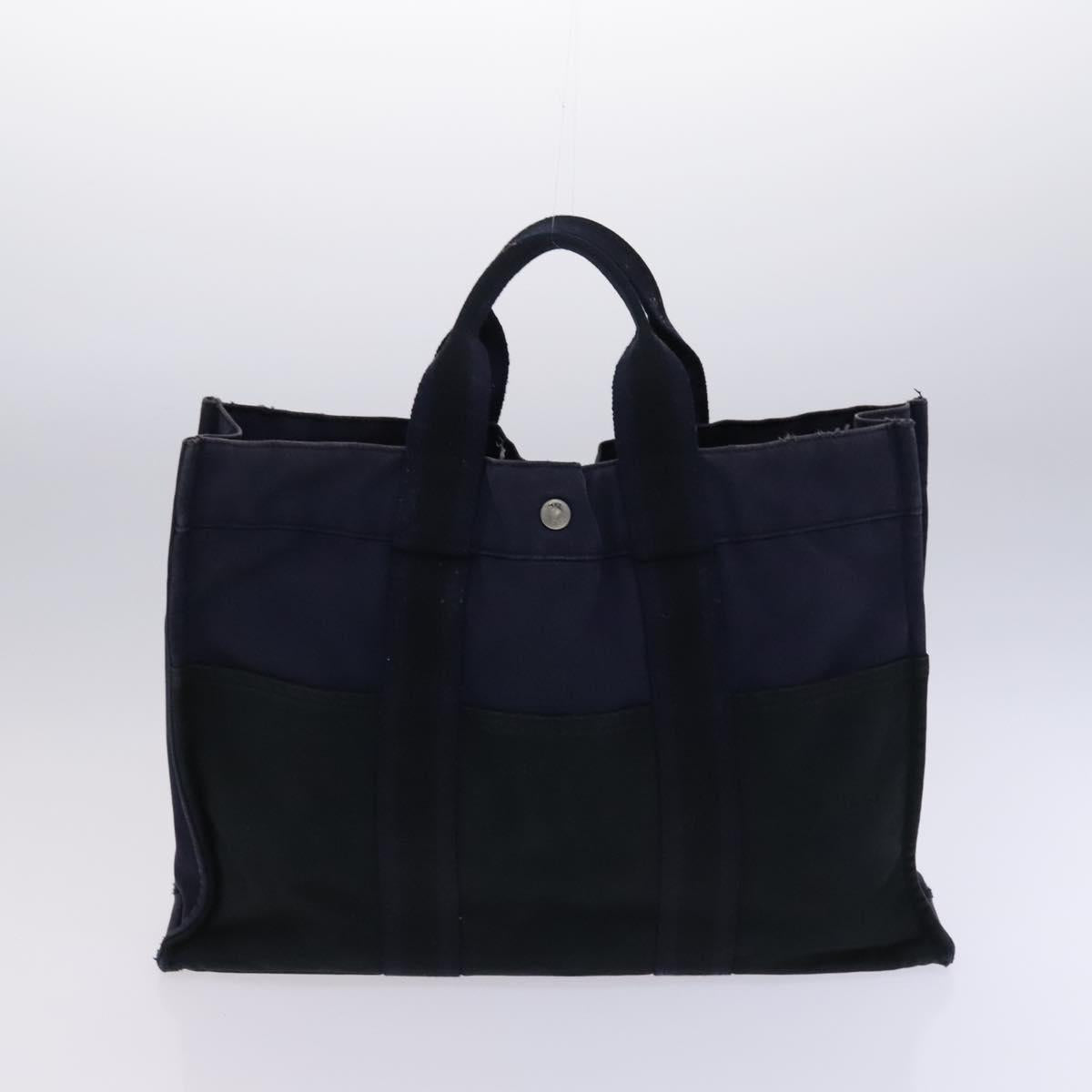HERMES Fourre Tout Tote Bag Canvas 5Set Black Gray Navy Auth ti2959