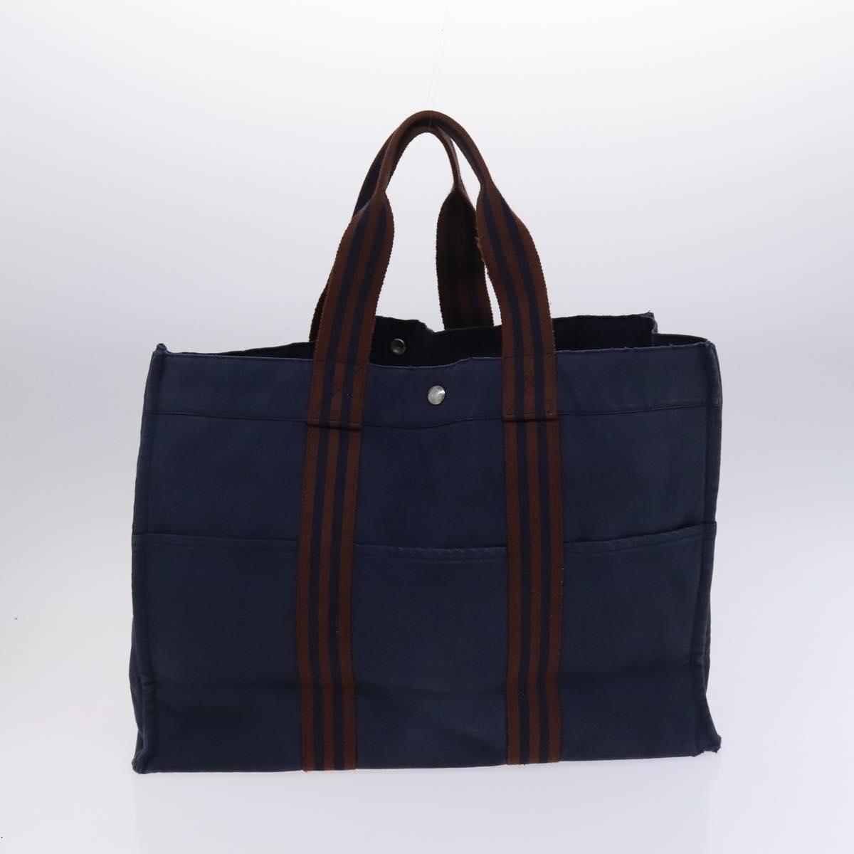 HERMES Fourre Tout Tote Bag Canvas 5Set Black Gray Navy Auth ti2960