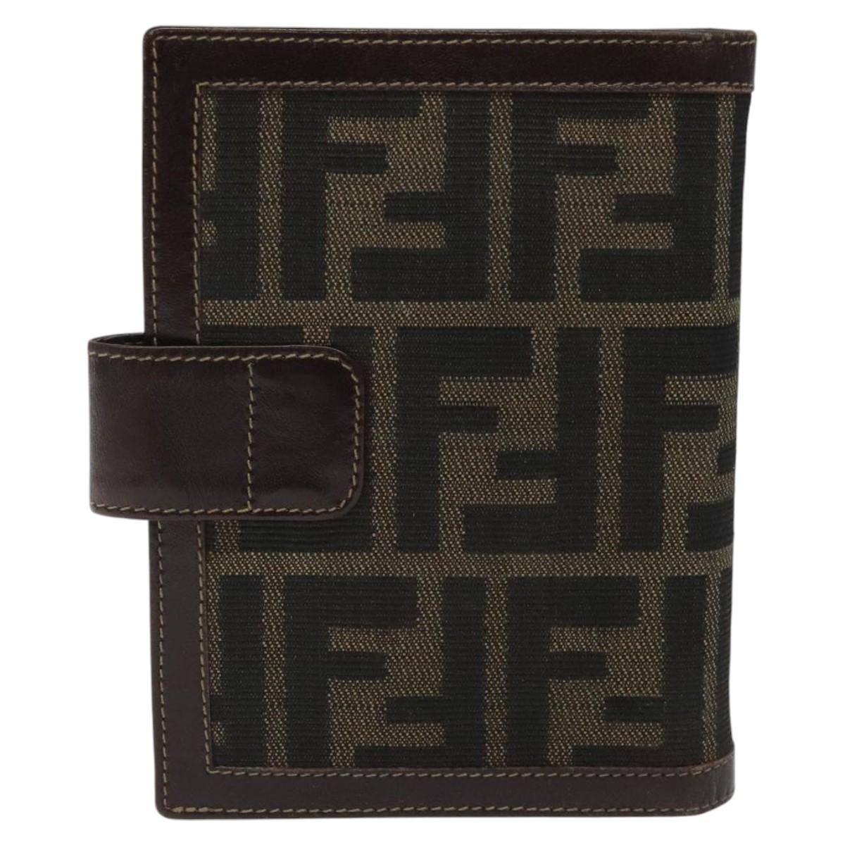FENDI Zucca Canvas Day Planner Cover Brown Black Auth ti2962