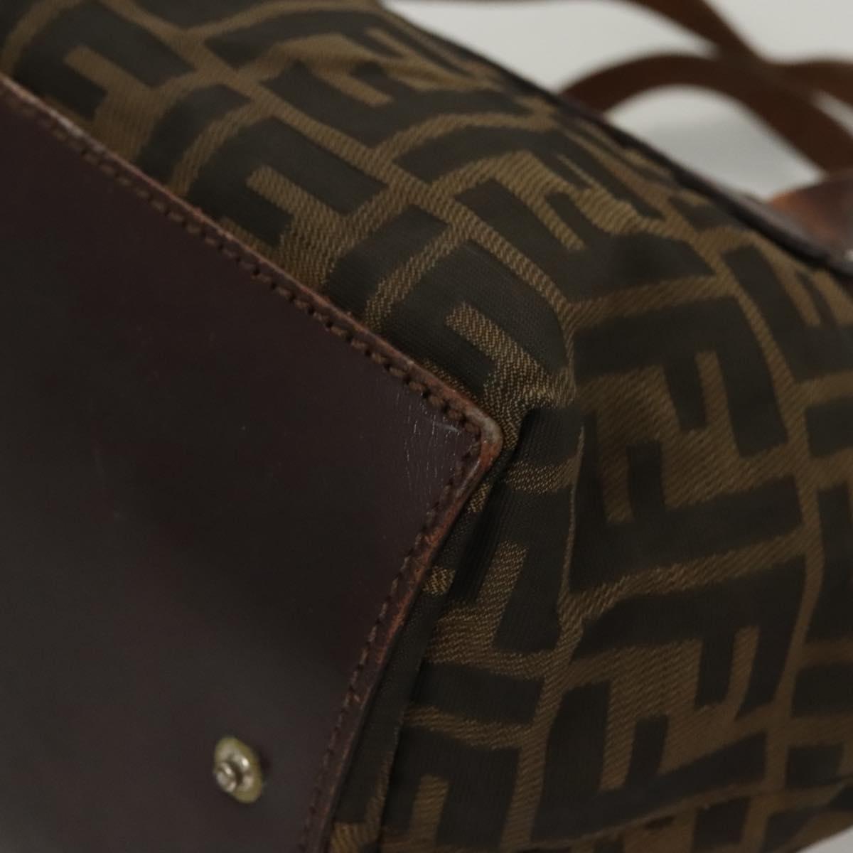 FENDI Zucca Canvas Hand Bag Black Brown Auth ti2971