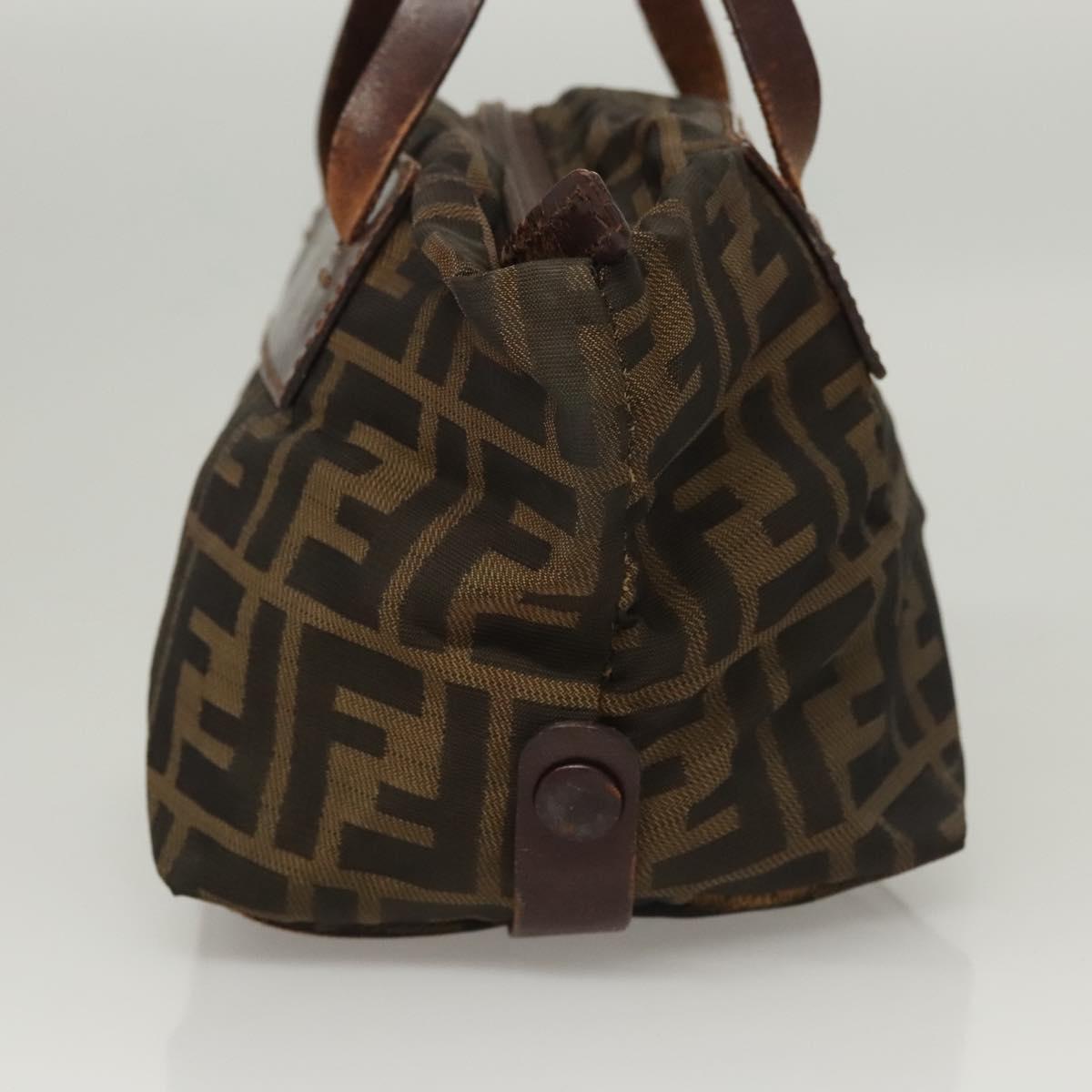 FENDI Zucca Canvas Hand Bag Black Brown Auth ti2971