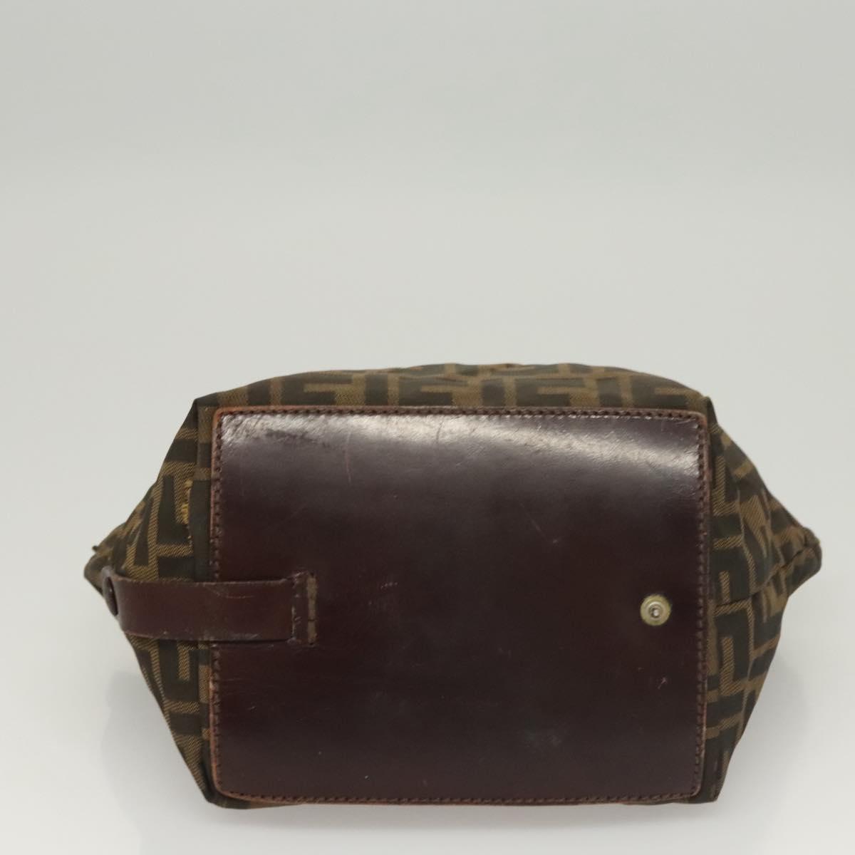 FENDI Zucca Canvas Hand Bag Black Brown Auth ti2971