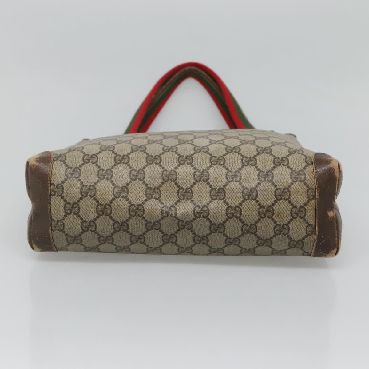 GUCCI GG Supreme Web Sherry Line Tote Bag PVC Beige 41 004 4465 Auth ti2974