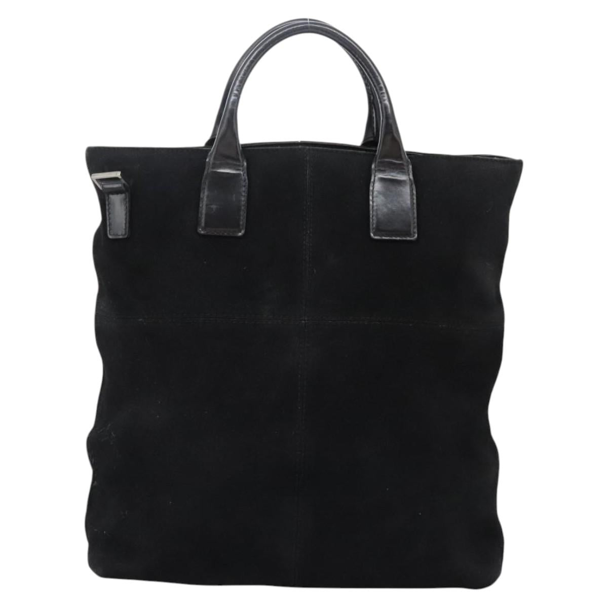 GUCCI Hand Bag Suede 2way Black Silver Auth ti2978