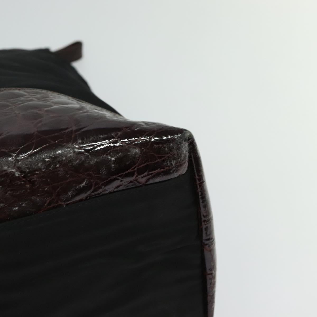 PRADA Hand Bag Nylon Black Gold Auth ti2990