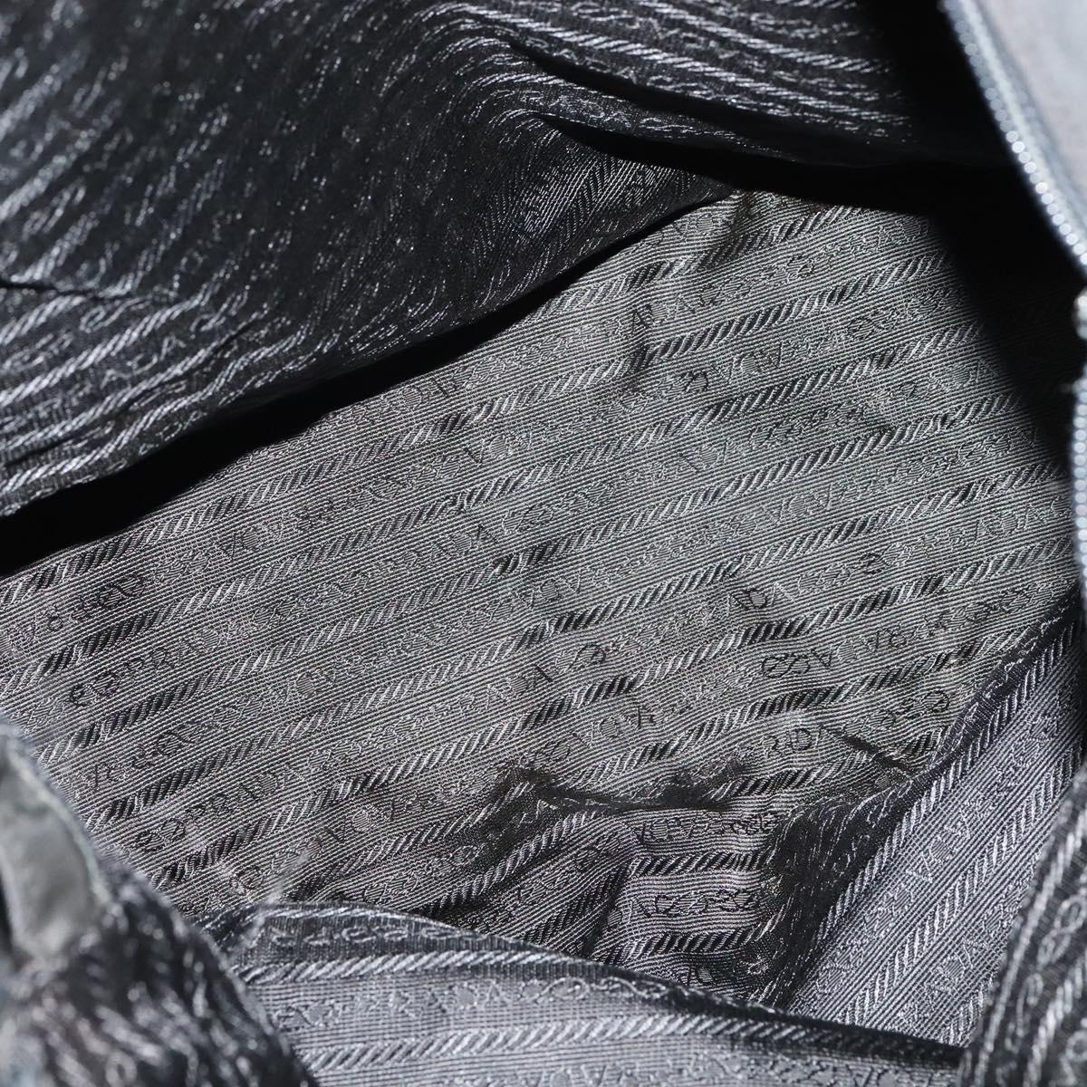 PRADA Hand Bag Nylon Black Gold Auth ti2990