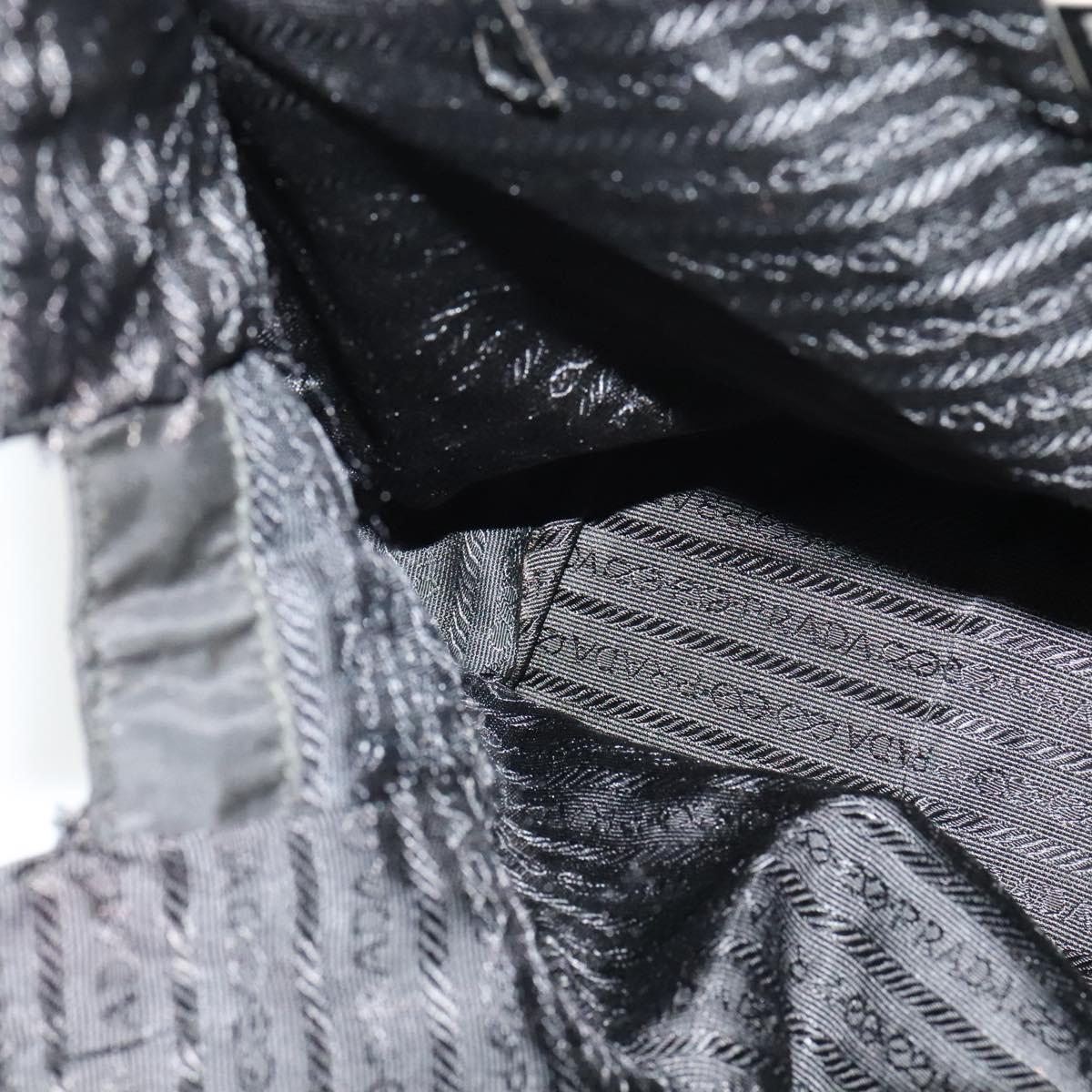 PRADA Hand Bag Nylon Black Gold Auth ti2990