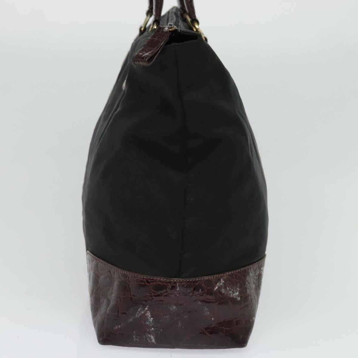 PRADA Hand Bag Nylon Black Gold Auth ti2990