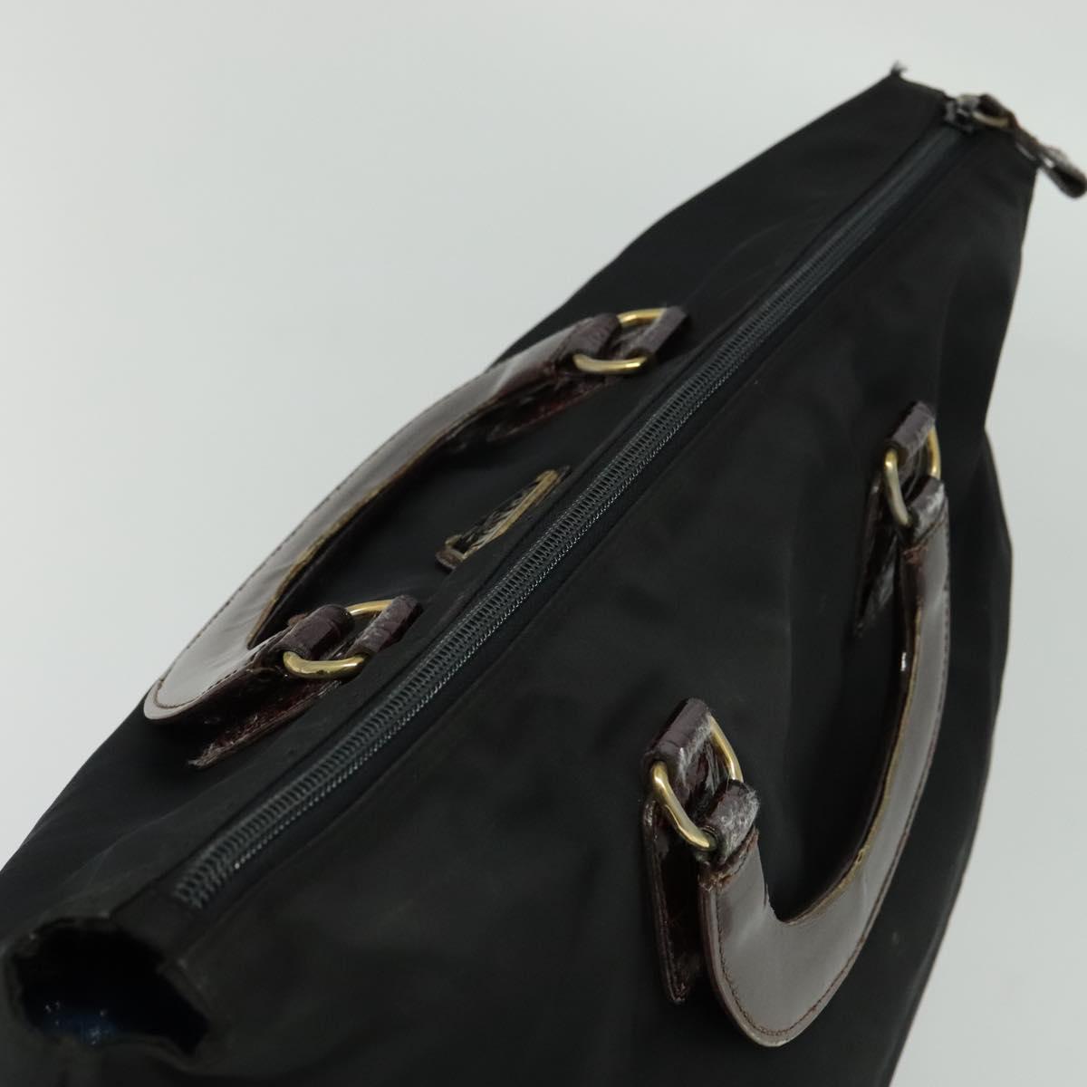 PRADA Hand Bag Nylon Black Gold Auth ti2990