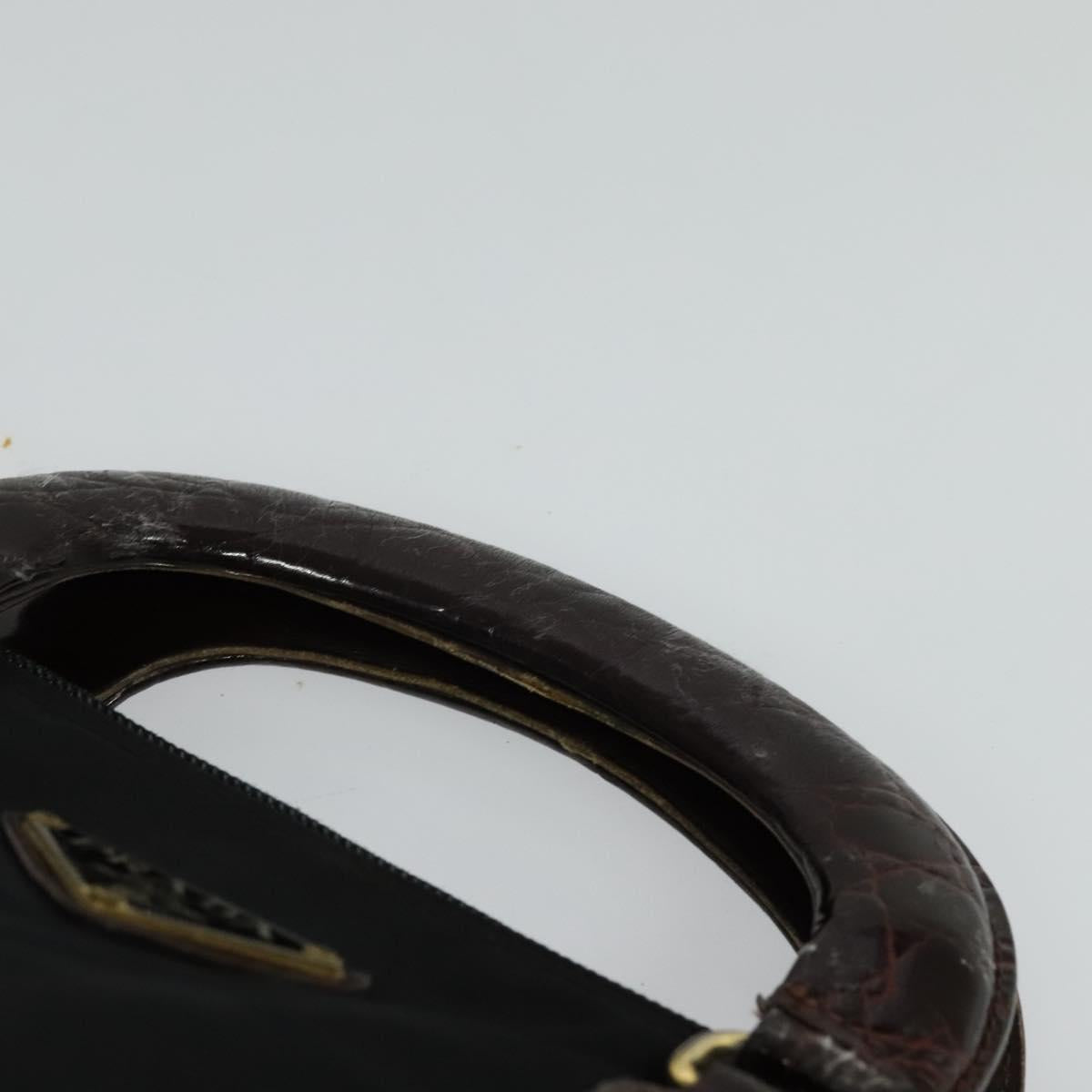 PRADA Hand Bag Nylon Black Gold Auth ti2990