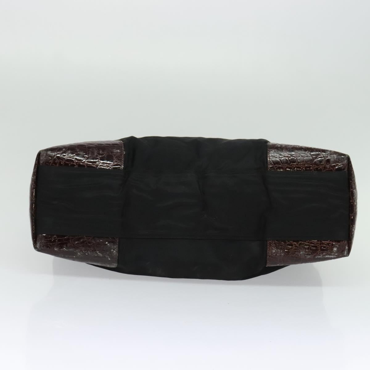 PRADA Hand Bag Nylon Black Gold Auth ti2990