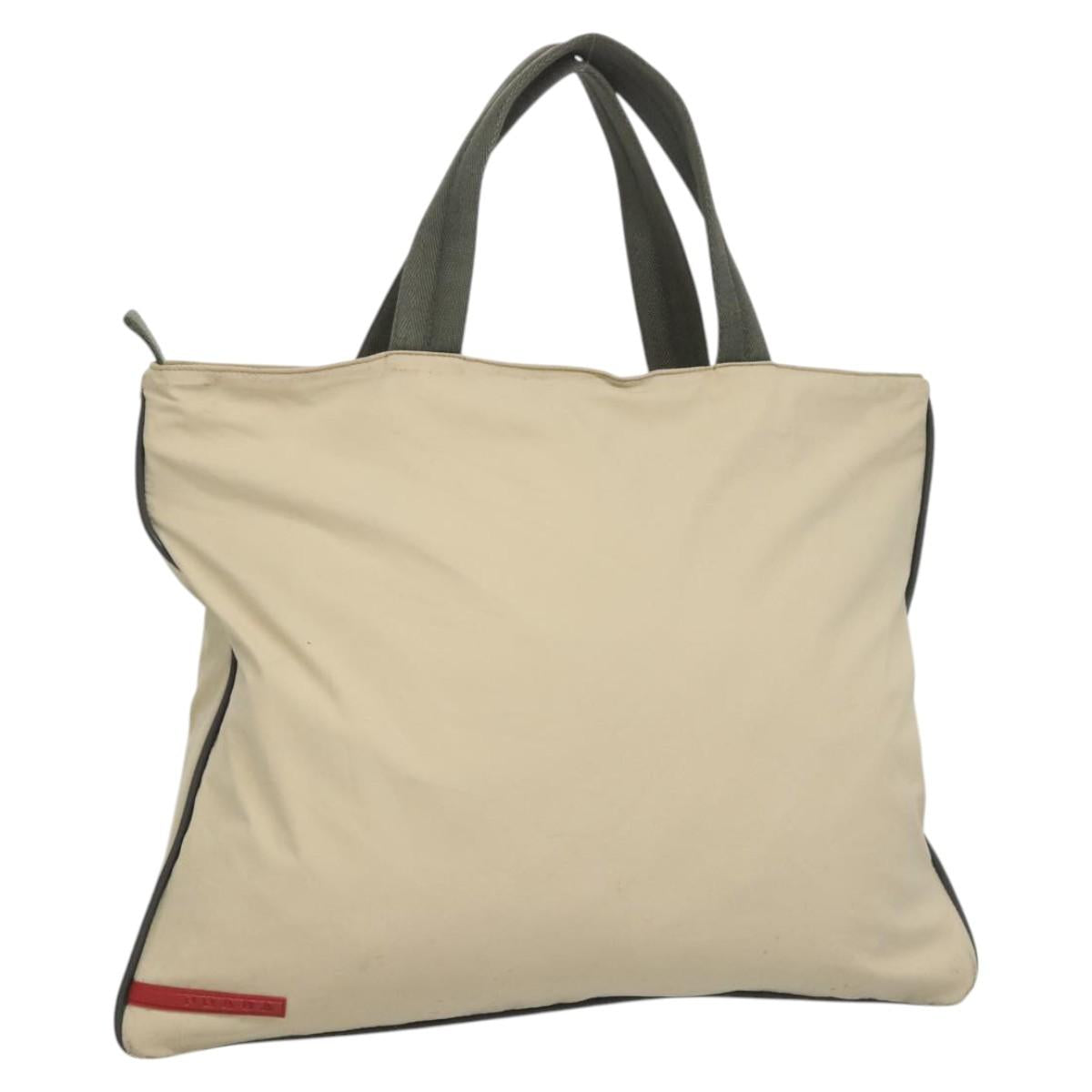 PRADA Sports Tote Bag Nylon Beige Silver Auth ti2991