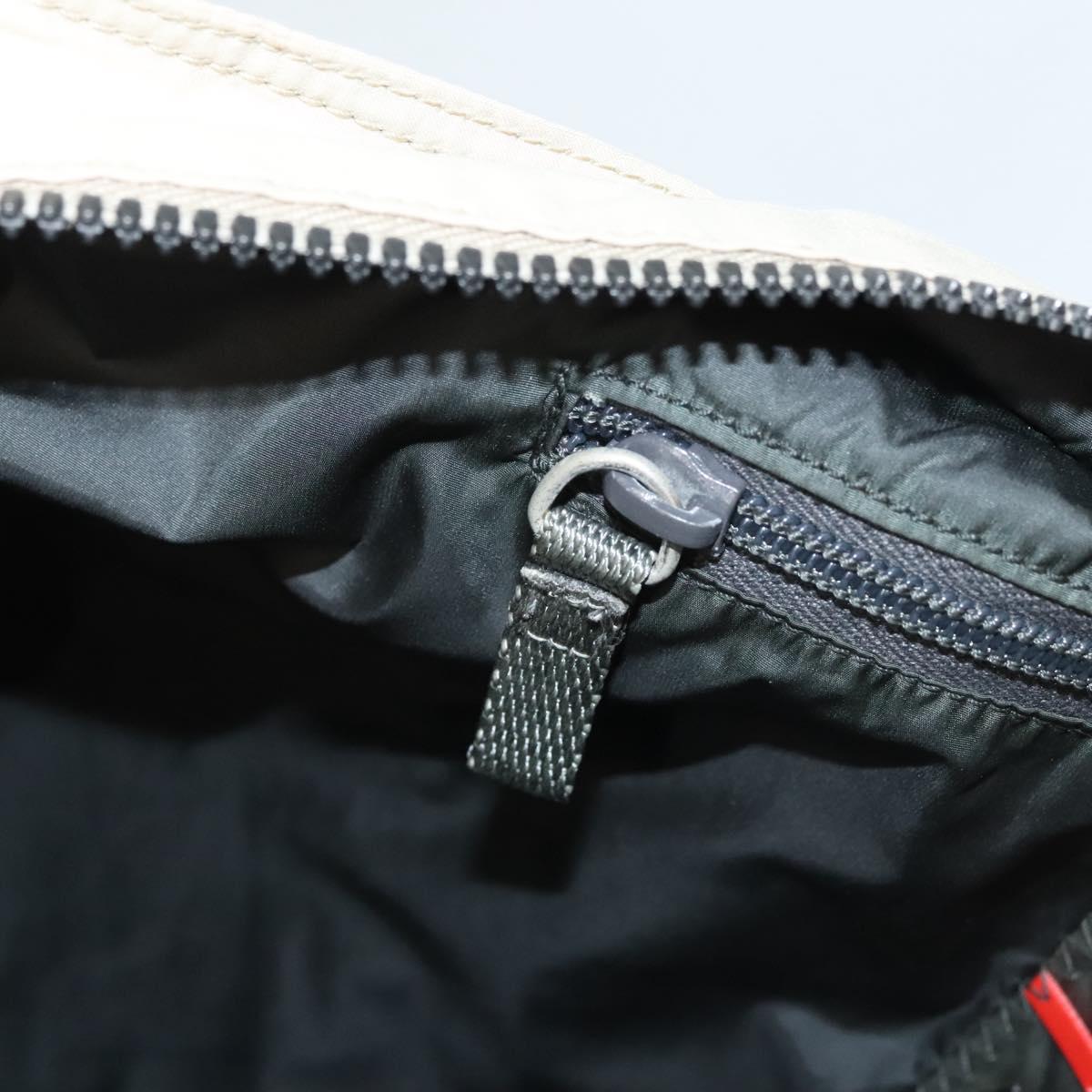 PRADA Sports Tote Bag Nylon Beige Silver Auth ti2991