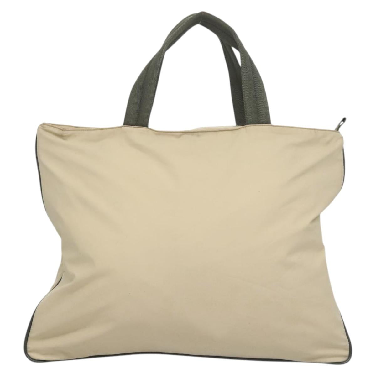 PRADA Sports Tote Bag Nylon Beige Silver Auth ti2991