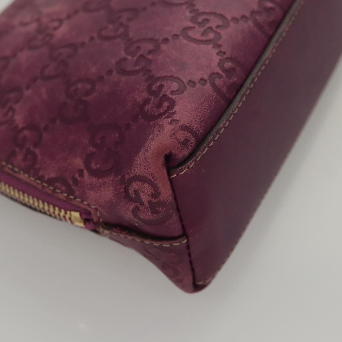 GUCCI GG Canvas Guccissima Pouch Leather Purple 141810 Auth ti3019