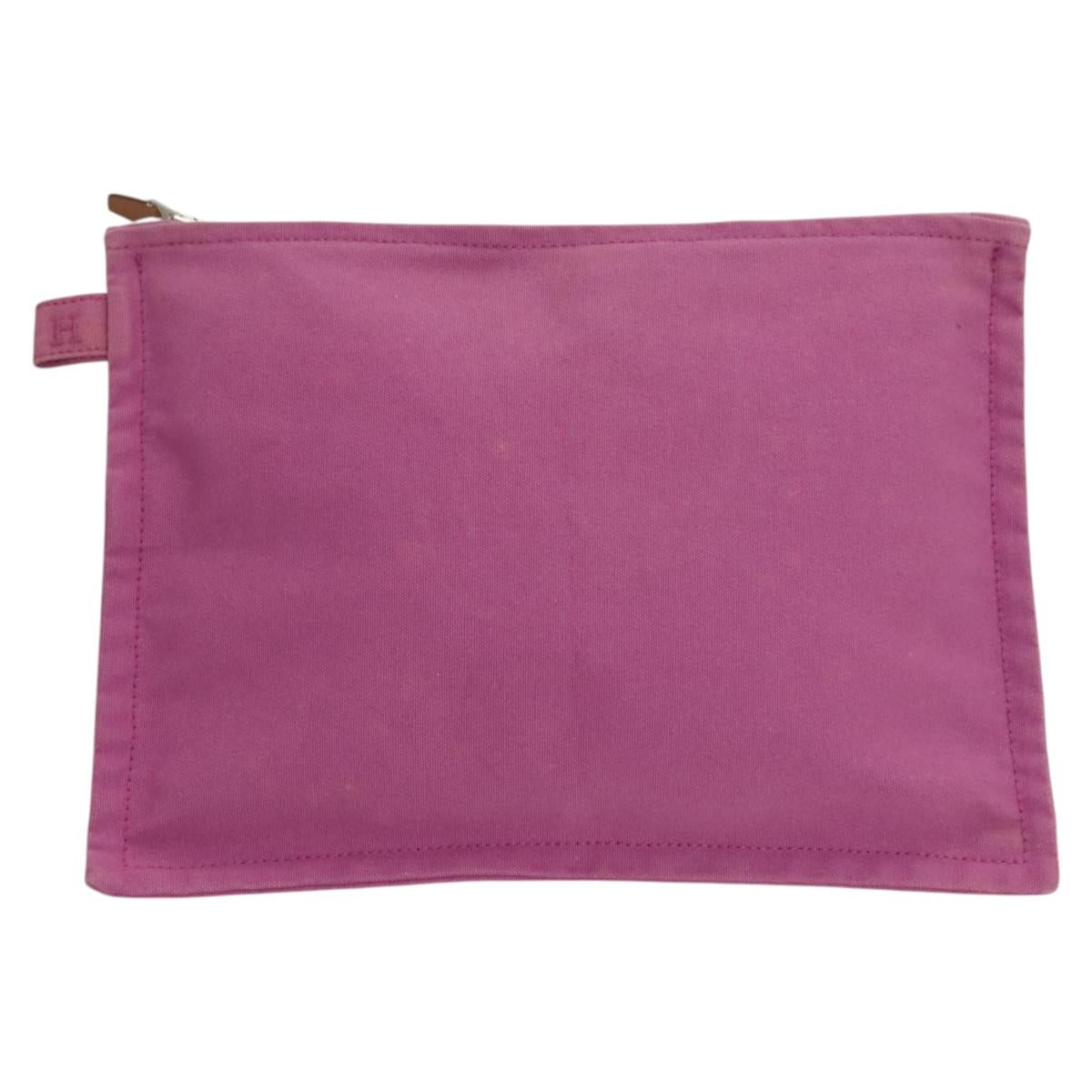 HERMES Bora Bora Pouch Canvas 2Set Pink Yellow Auth ti3022