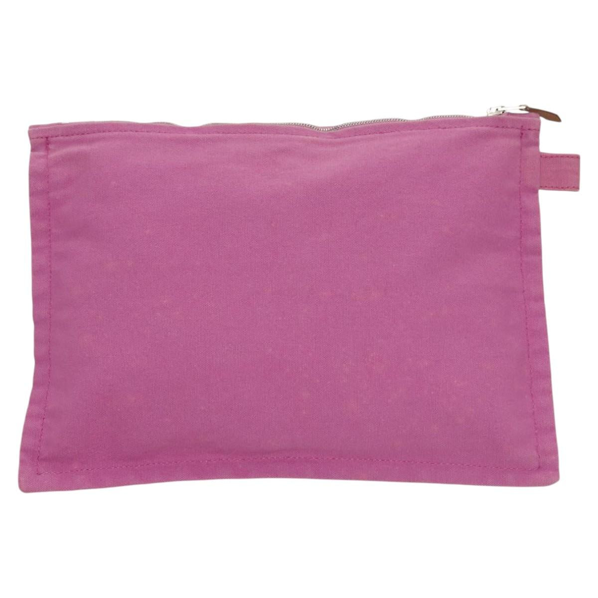 HERMES Bora Bora Pouch Canvas 2Set Pink Yellow Auth ti3022