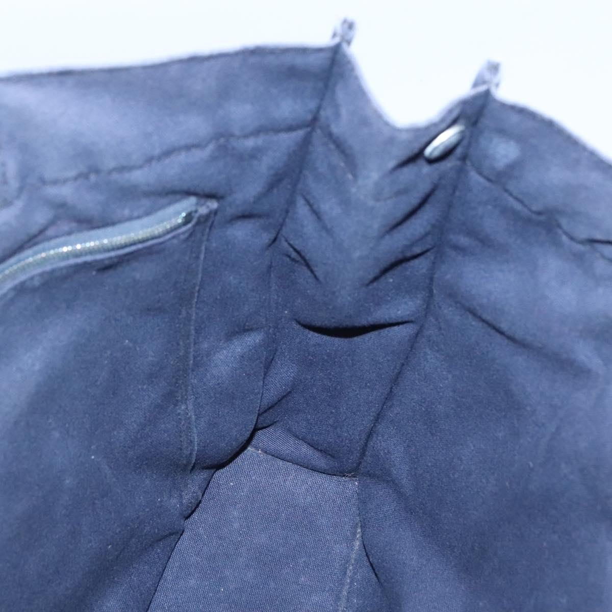 HERMES Fourre Tout MM Hand Bag Canvas Navy Black Silver Auth ti3035