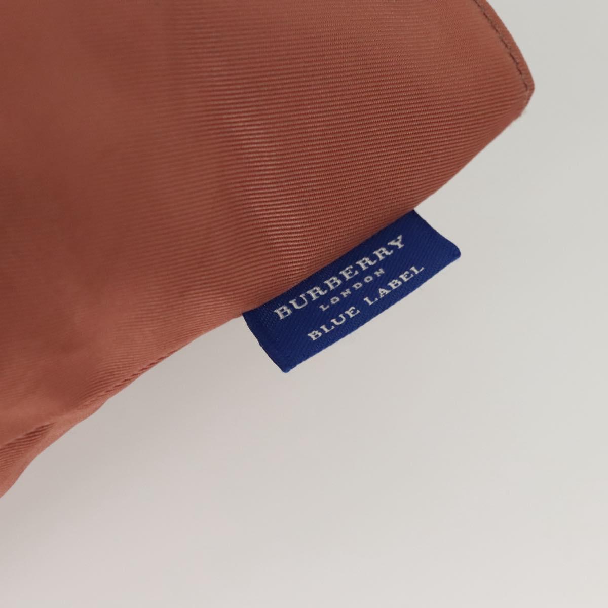 BURBERRY Nova Check Blue Label Hand Bag Nylon Pink Silver Auth ti3041