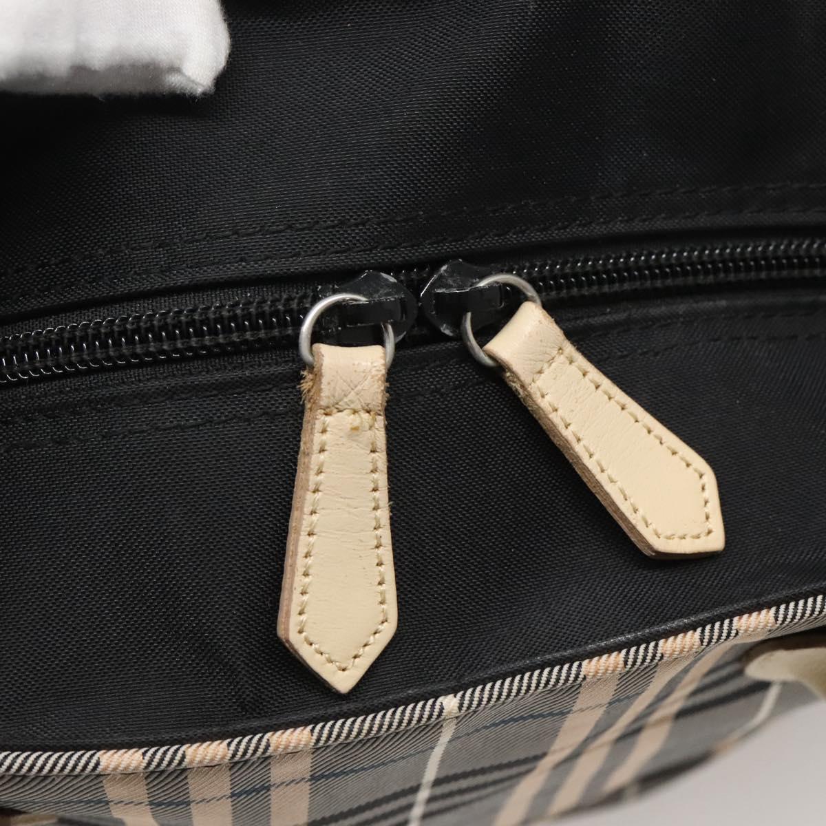 BURBERRY Nova Check Blue Label Hand Bag Nylon Gray Silver Auth ti3042