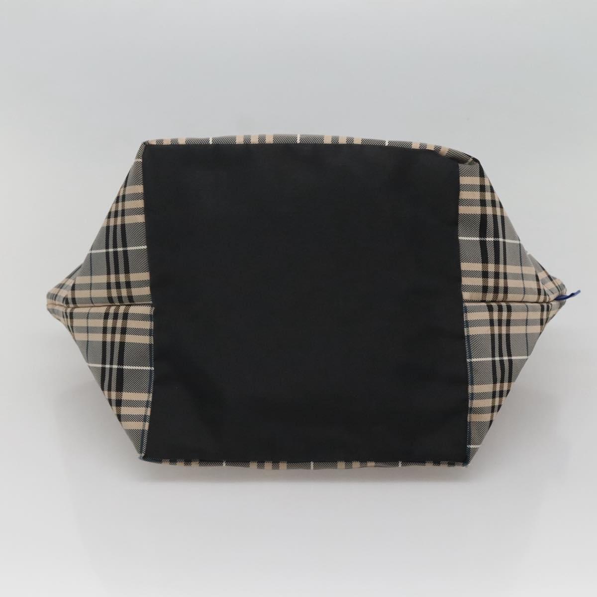 BURBERRY Nova Check Blue Label Hand Bag Nylon Gray Silver Auth ti3042