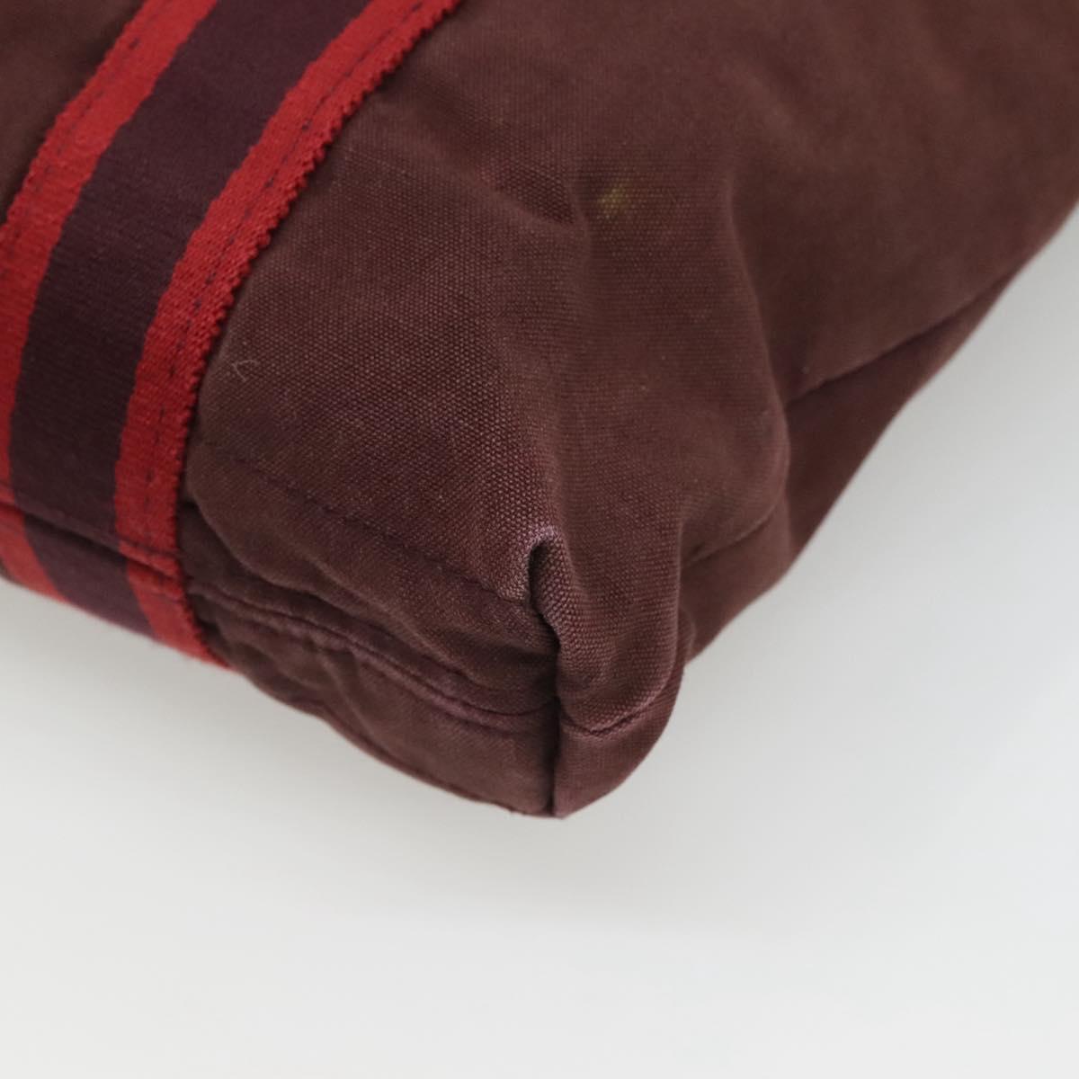 HERMES Fourre Tout Cabas Tote Bag Canvas Bordeaux Auth ti3044