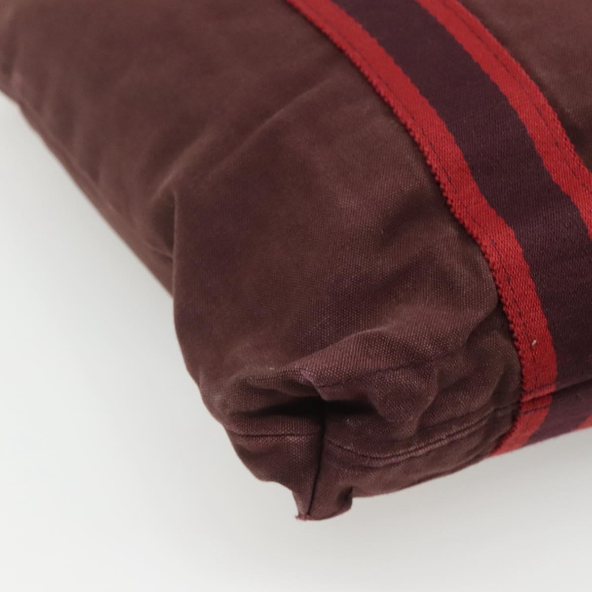 HERMES Fourre Tout Cabas Tote Bag Canvas Bordeaux Auth ti3044