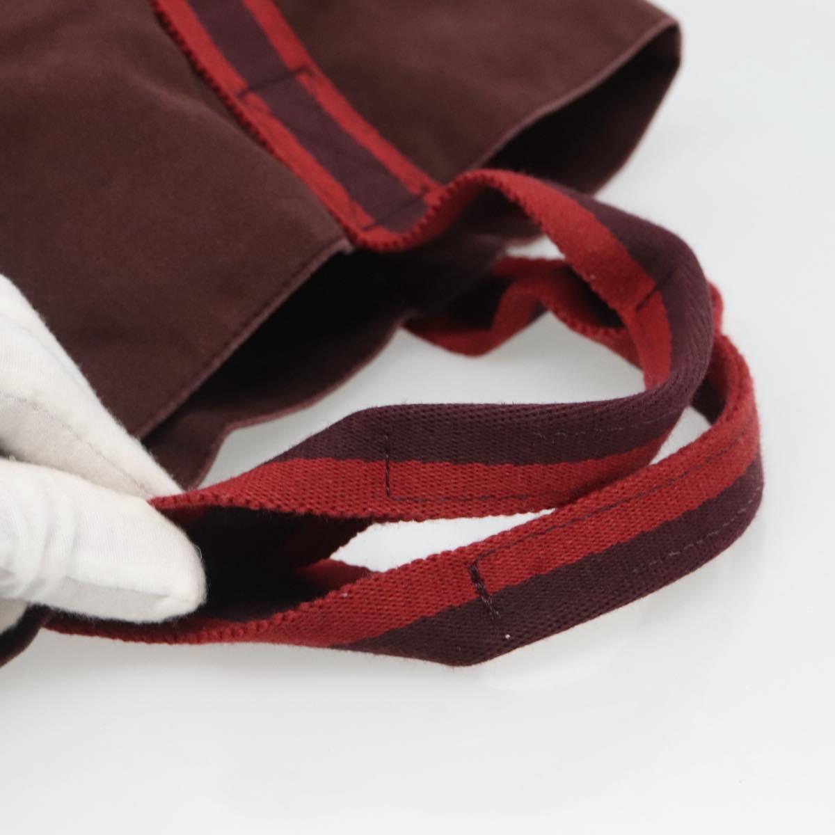 HERMES Fourre Tout Cabas Tote Bag Canvas Bordeaux Auth ti3044