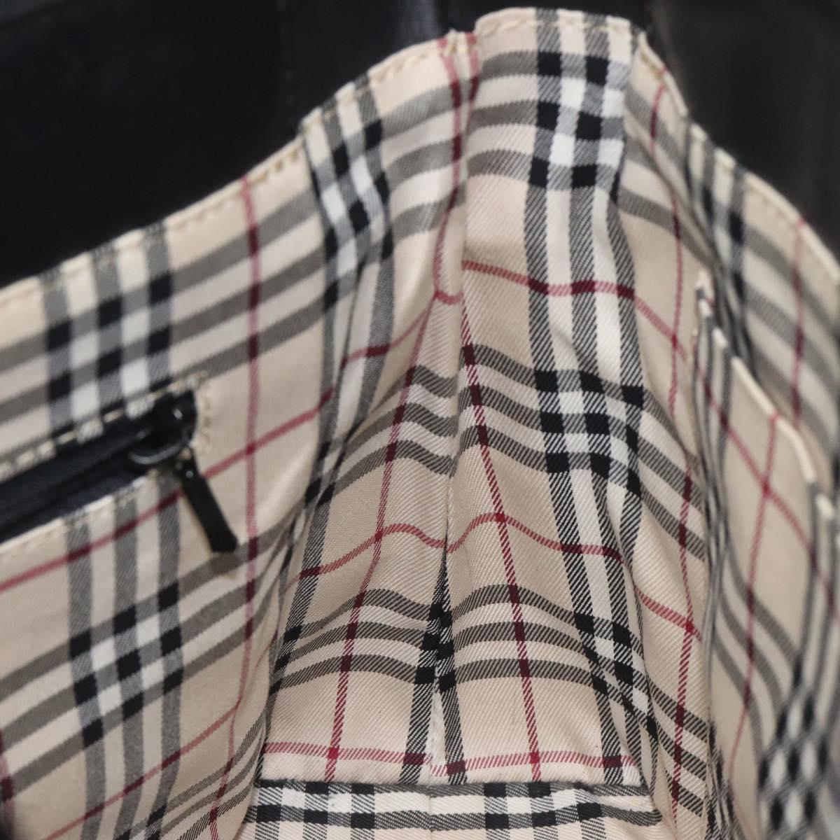 BURBERRY Hand Bag Leather Black Silver Auth ti3045