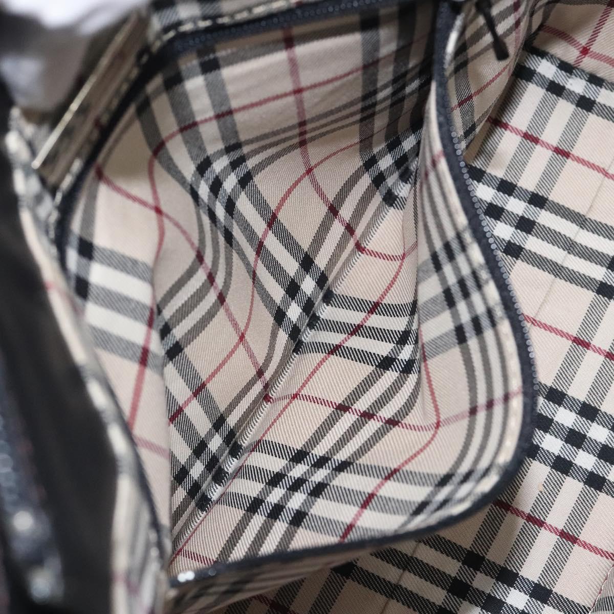 BURBERRY Hand Bag Leather Black Silver Auth ti3045