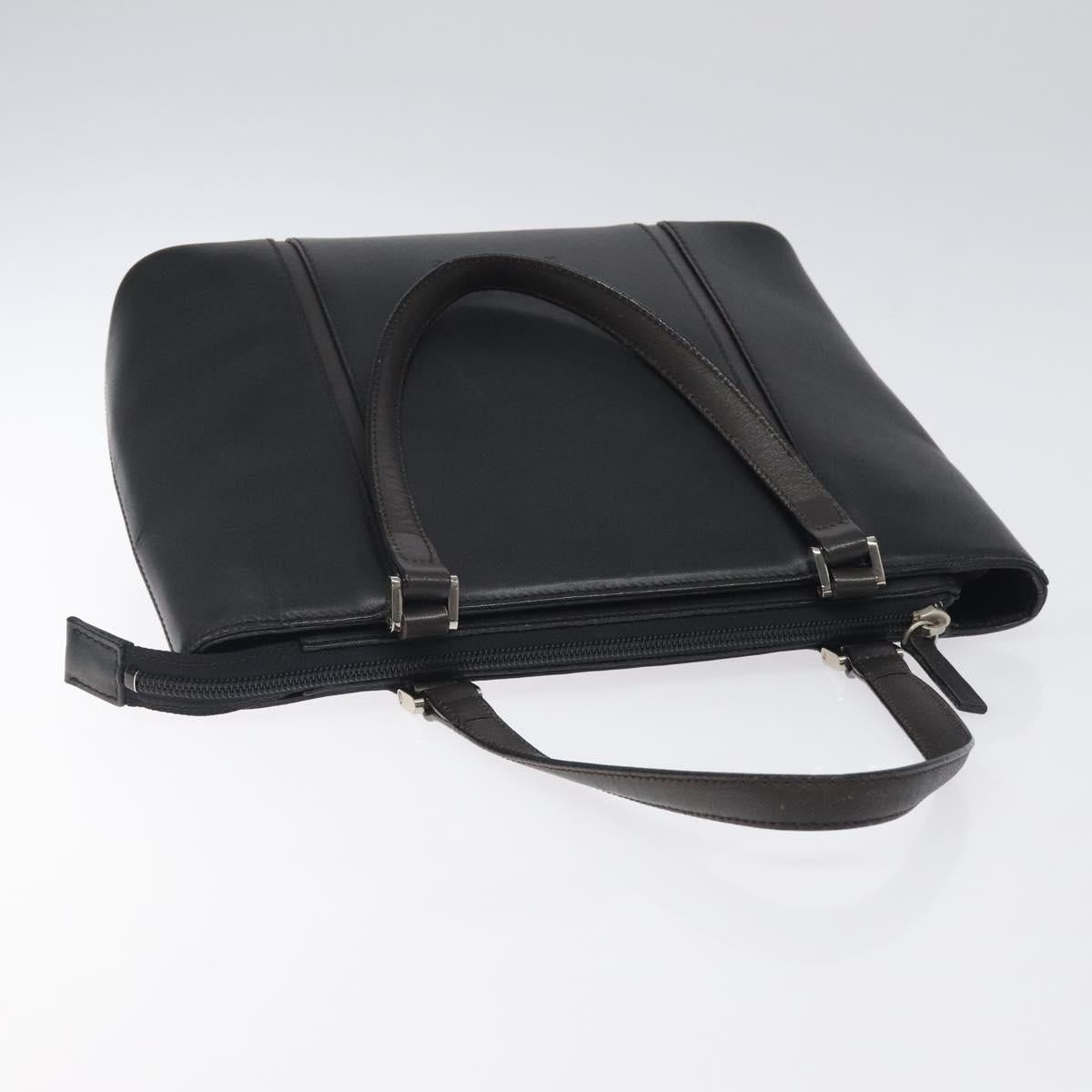 BURBERRY Hand Bag Leather Black Silver Auth ti3045